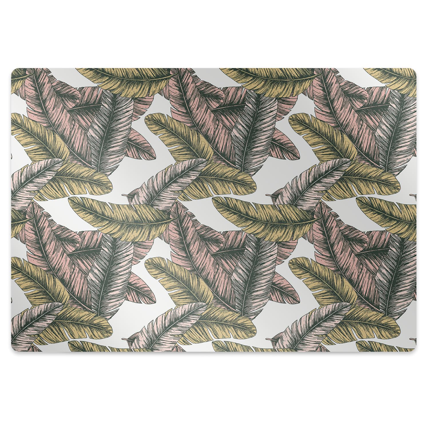 Tappetino per Sedia 100x70 cm Rettangolare per Ufficio a Casa Antiscivolo Protezione di Pavimenti Resistente ai Danni PVC Vinile Facile da Pulire Impermeabile - foglie di banano