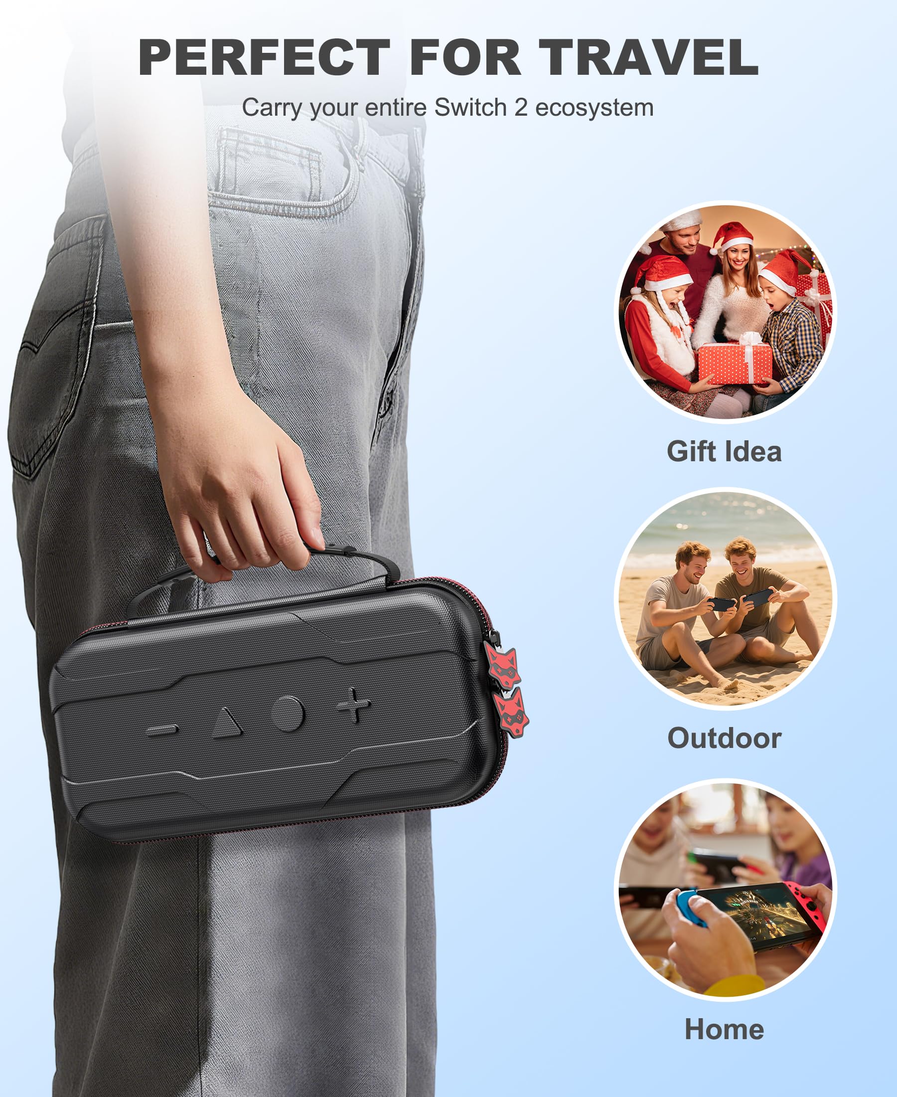 Borsa per il trasporto compatibile con Nintendo Switch OLED/Switch Console, custodia rigida per switch portatile, borsa da viaggio con tasche per accessori e con 10 giochi di archiviazione, nero