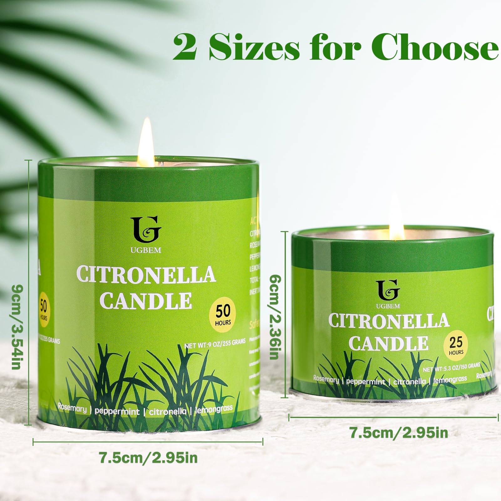 Citronella Candles Outdoor (5.3oz, 2 Packs) Natural Soy Wax Camping Candle, Plant-Based Citronella Essential Oil Large Lemongrass Candle for Patio, Deck, Garden, Backyard, Home Indoor - 5