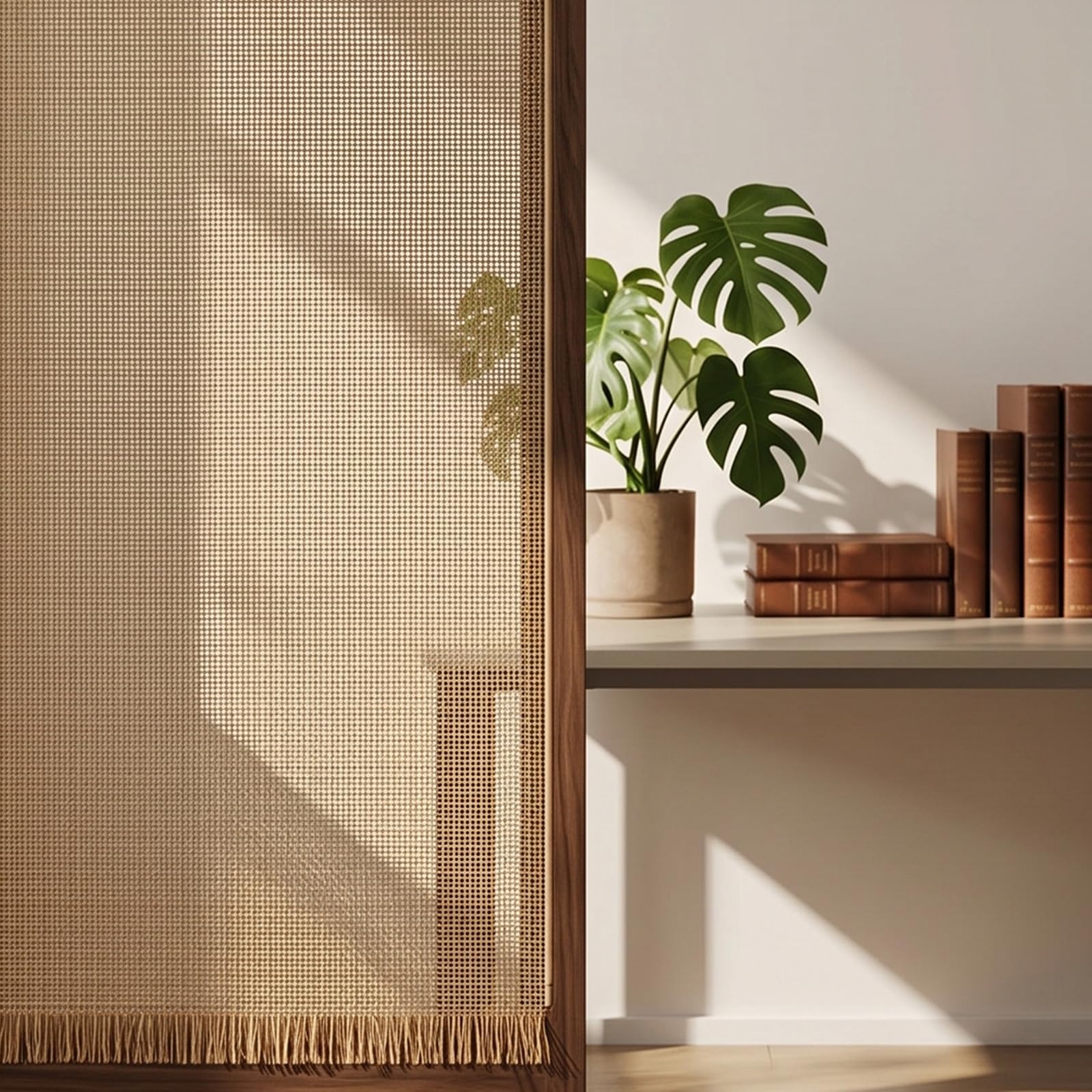 Heimdekor Rolle aus Rohrgeflecht mit synthetisch gewebtem, 40cm