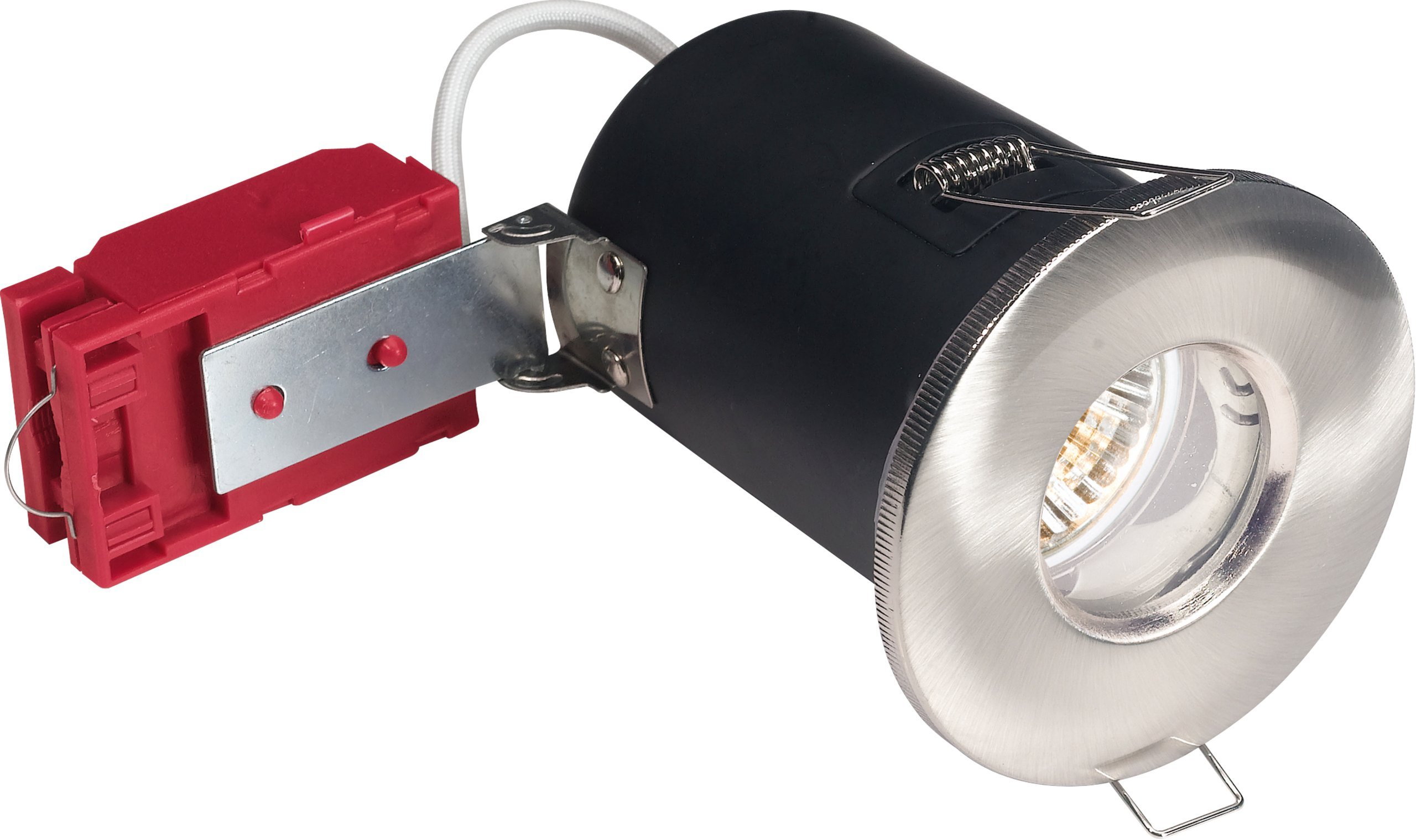 Knightsbridge VFRSHGUCBR Brushed Chrome Fire Rated Fixed Shower Downlight, Metal, GU10