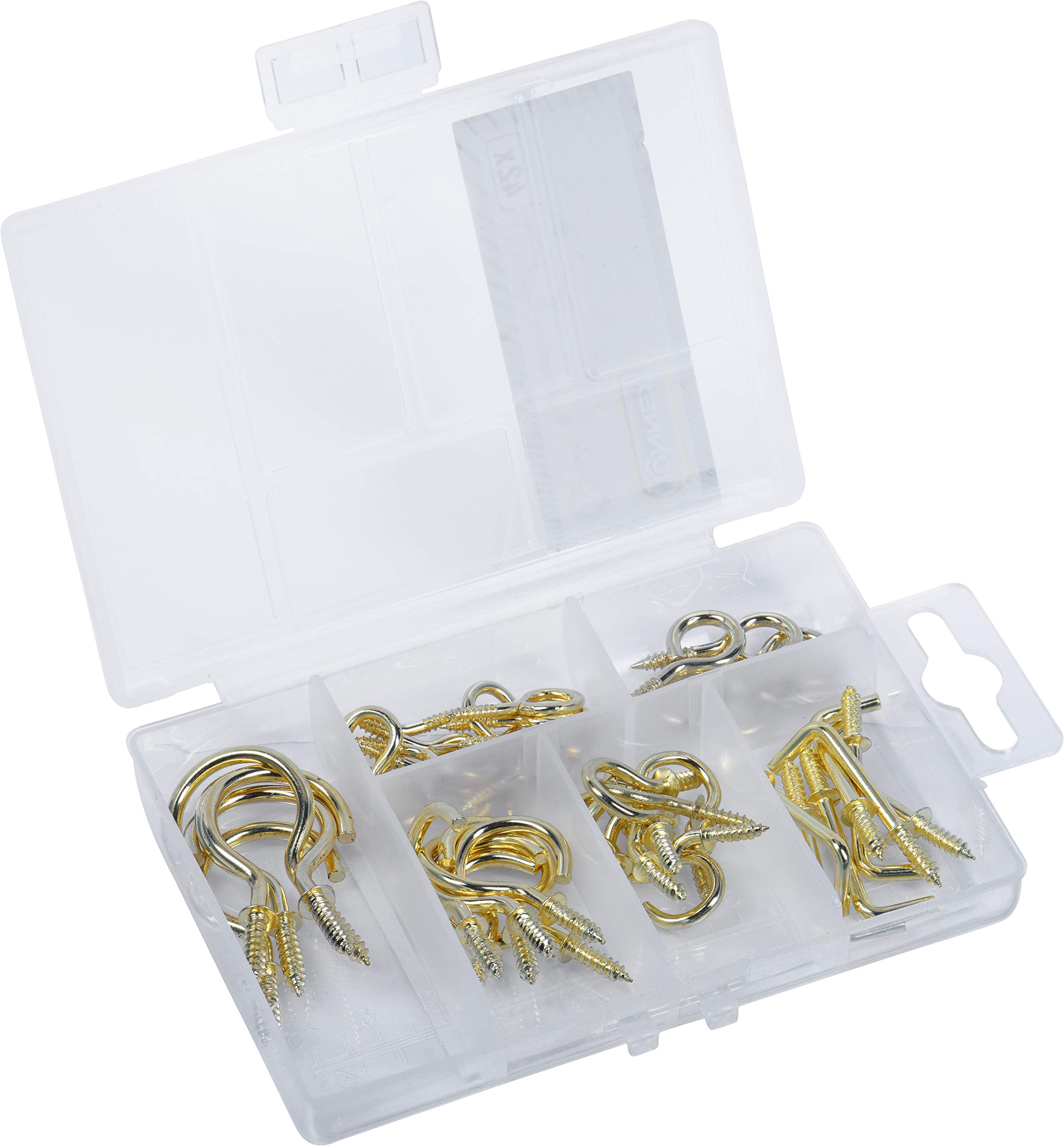 Connex Schraubhaken-Sortiment 42-teilig - Diverse Haken im Set - Vorsortiert in praktischer Kunststoffbox - Universell einsetzbar / Haken-Set / Sortimentskasten / DP8500104