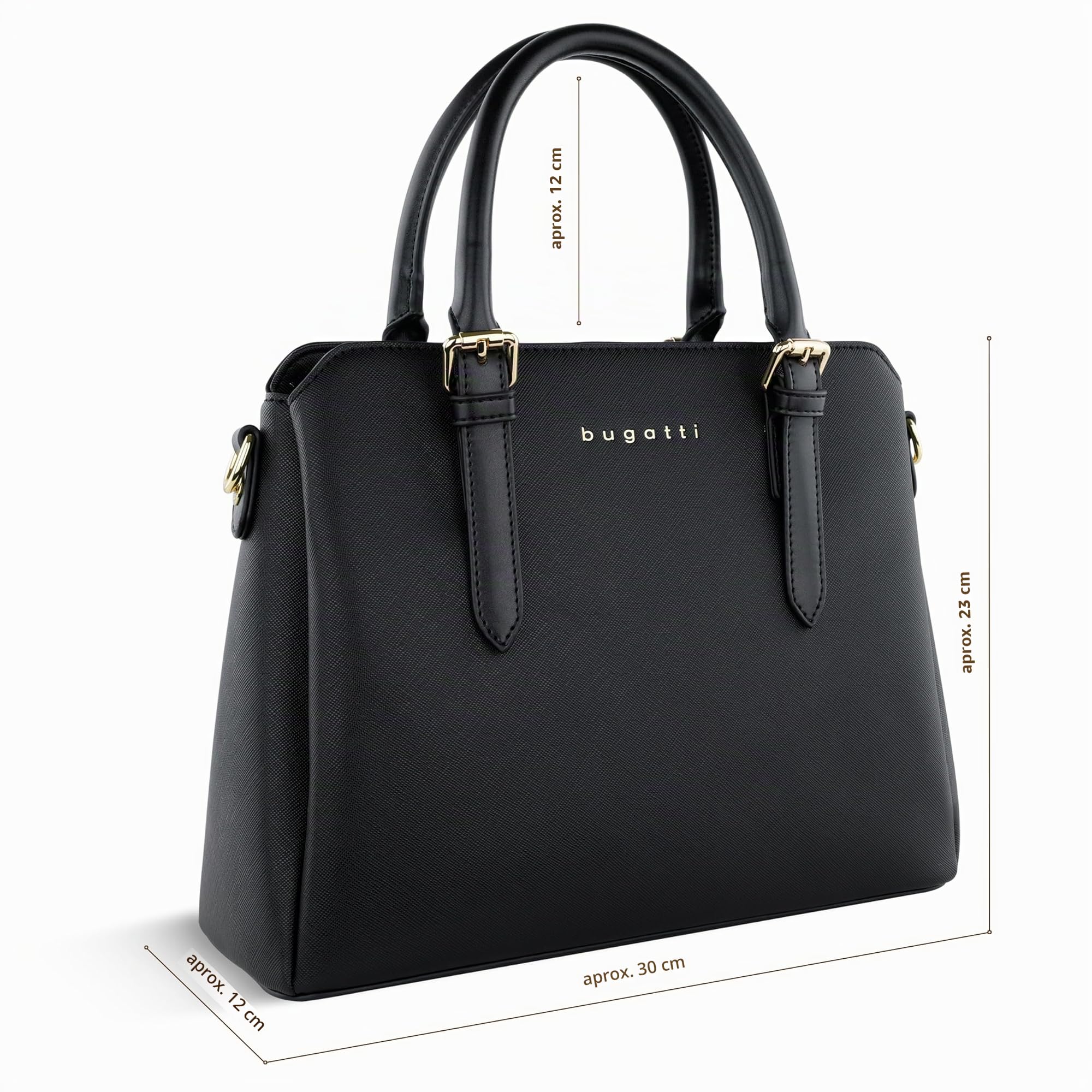 bugatti Ella Bolso de mano para mujer, bolso tipo bowling mediano de piel sintética