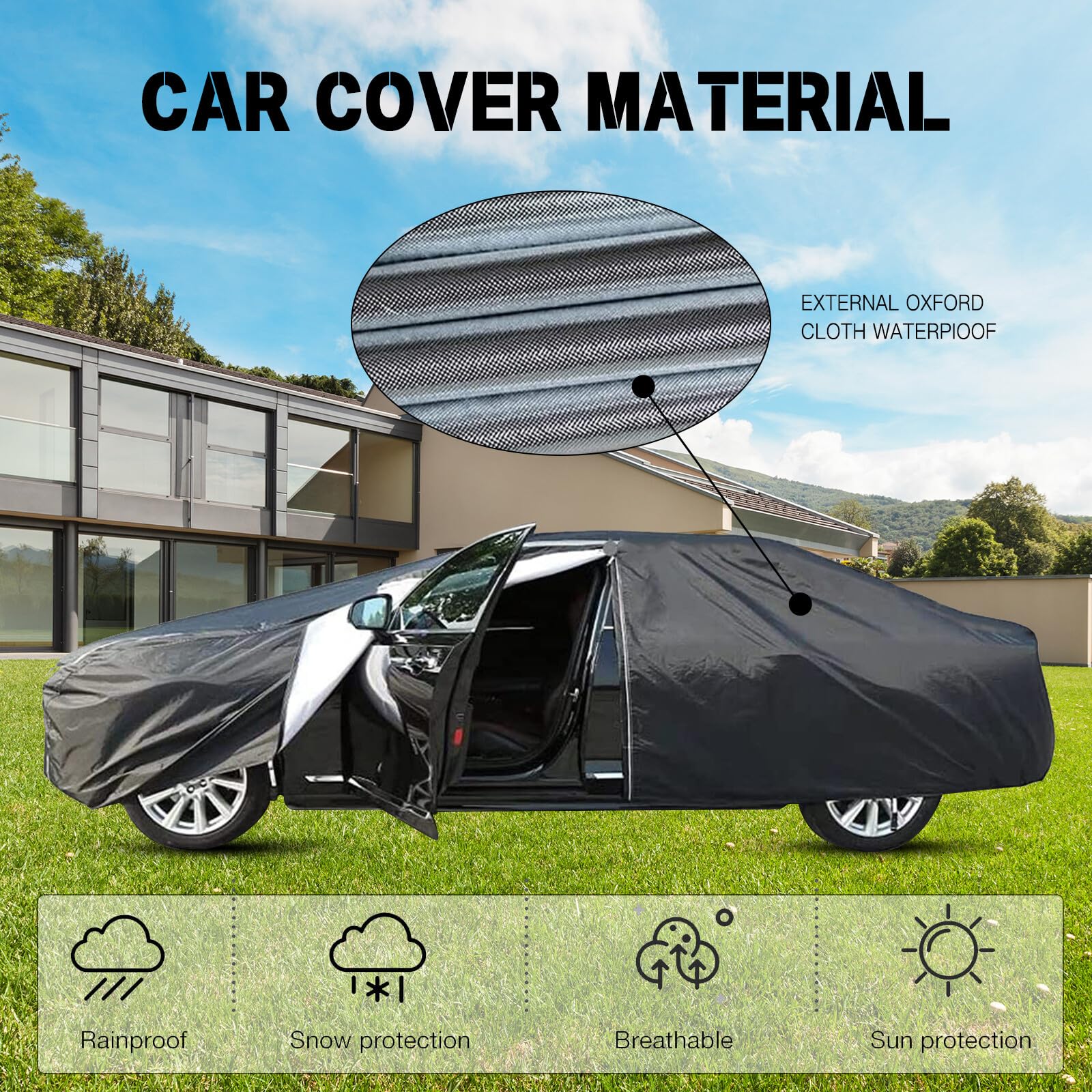 Housse Voiture Extérieur pour Renault Clio 6 (2025 2026) Hatchback,Bache Voiture Étanche,Coupe-Vent,Anti-Pluie,Anti-Neige,Anti-PoussièRe Et Anti-Rayures,Fermeture éclair Latérale mzfa