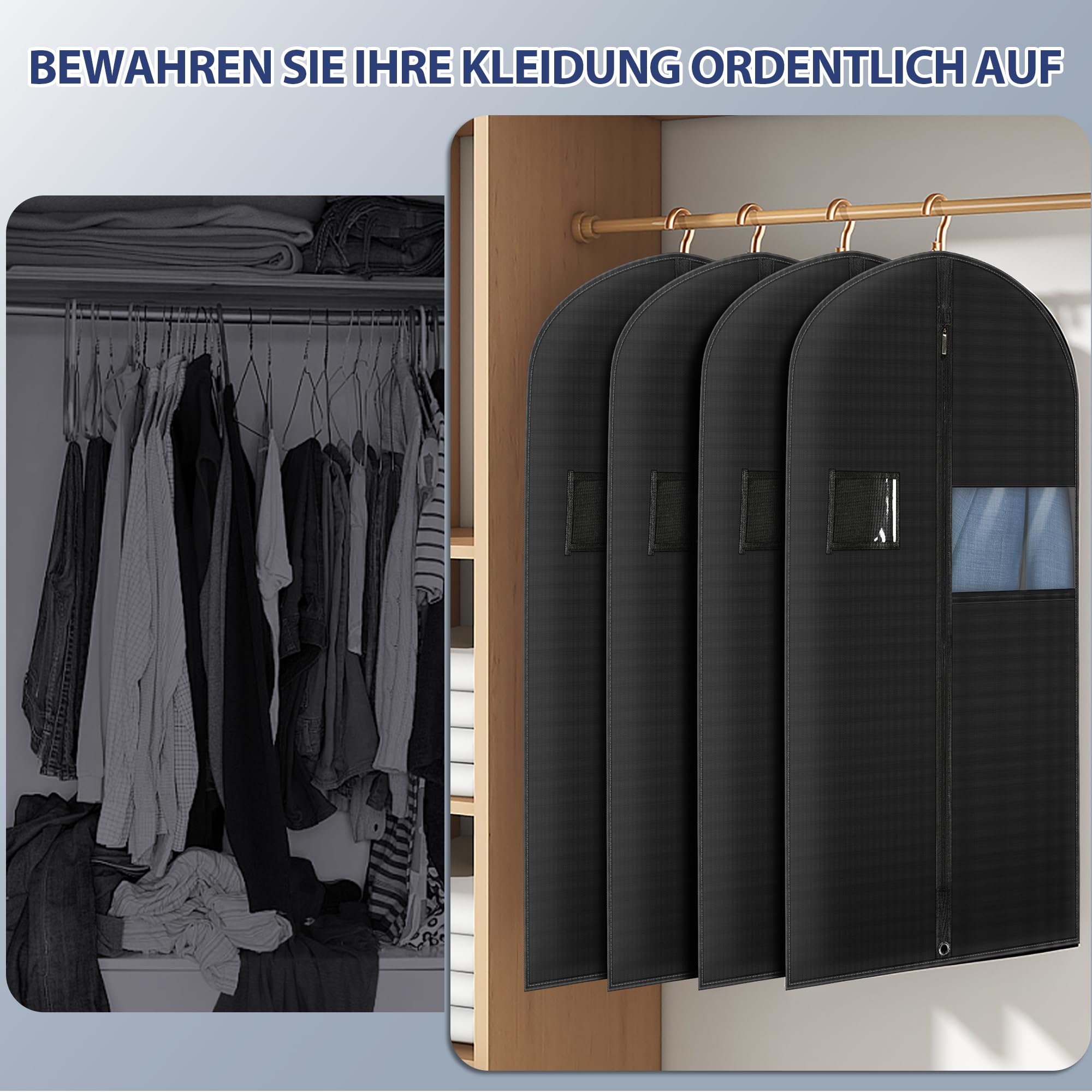 Worek na ubrania – 2 worki na ubrania + 1 torba na buty | 100 x 60 cm worek na ubrania | odporny na owady, pleśń i działanie wody | pokrowiec na garnitury, sukienki, płaszcze itd.