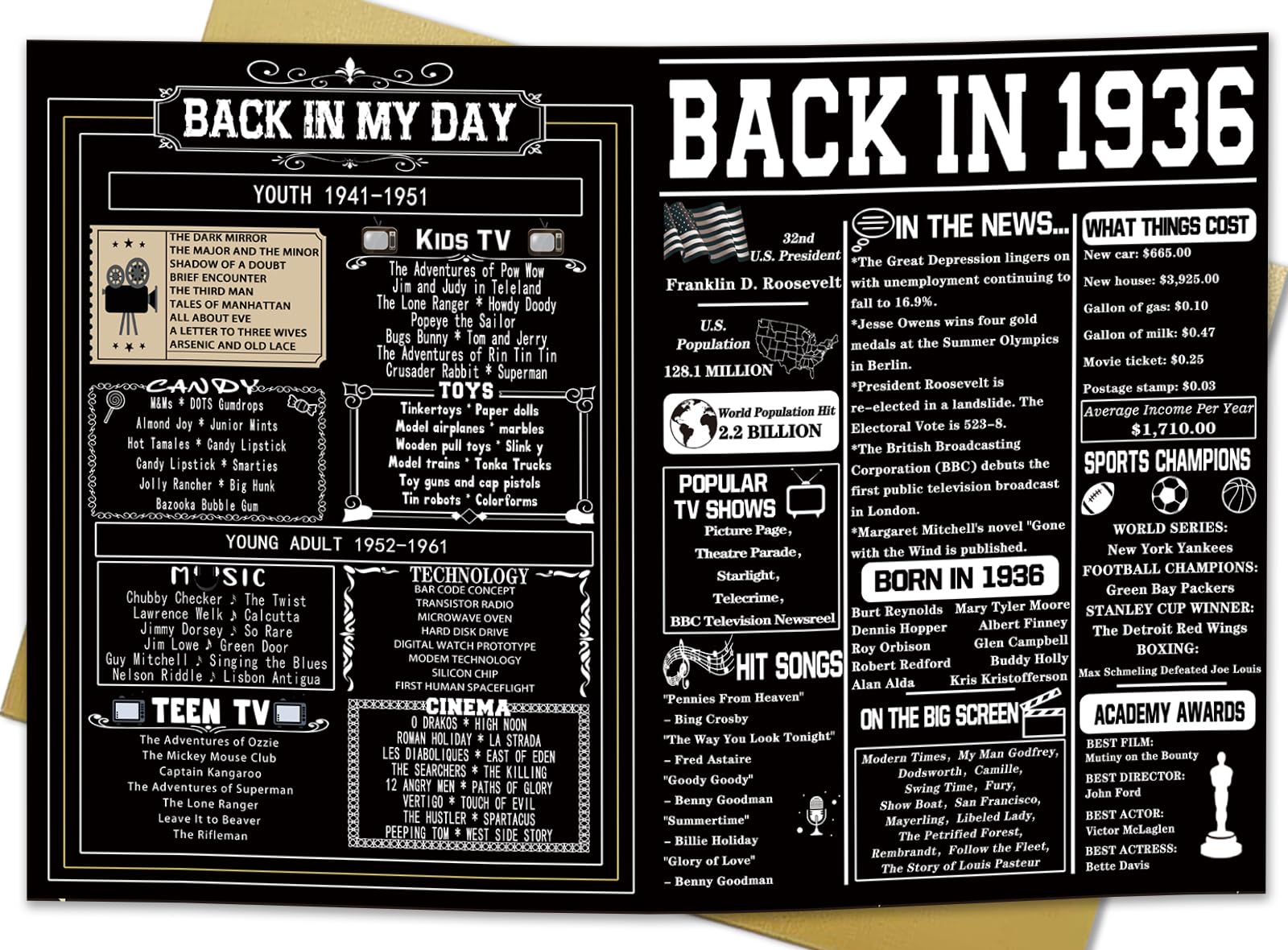 Asmallgf Large 90th Birthday Card Gift for Grandpa Grandma Mom Dad, Retro Turning 90 Birthday Decorations for Women Men, Vintage 90 Year Old Bday Gift Ideas, 90 Birthday Cards