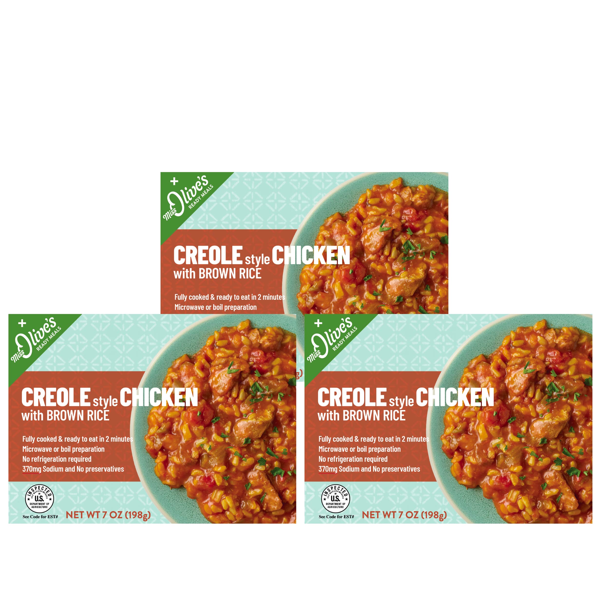 - MISS OLIVE'S Creole Style Chicken with Brown Rice Microwavable Low Sodium Healthy Ready Meal, 7 ounce (Pack of 3)