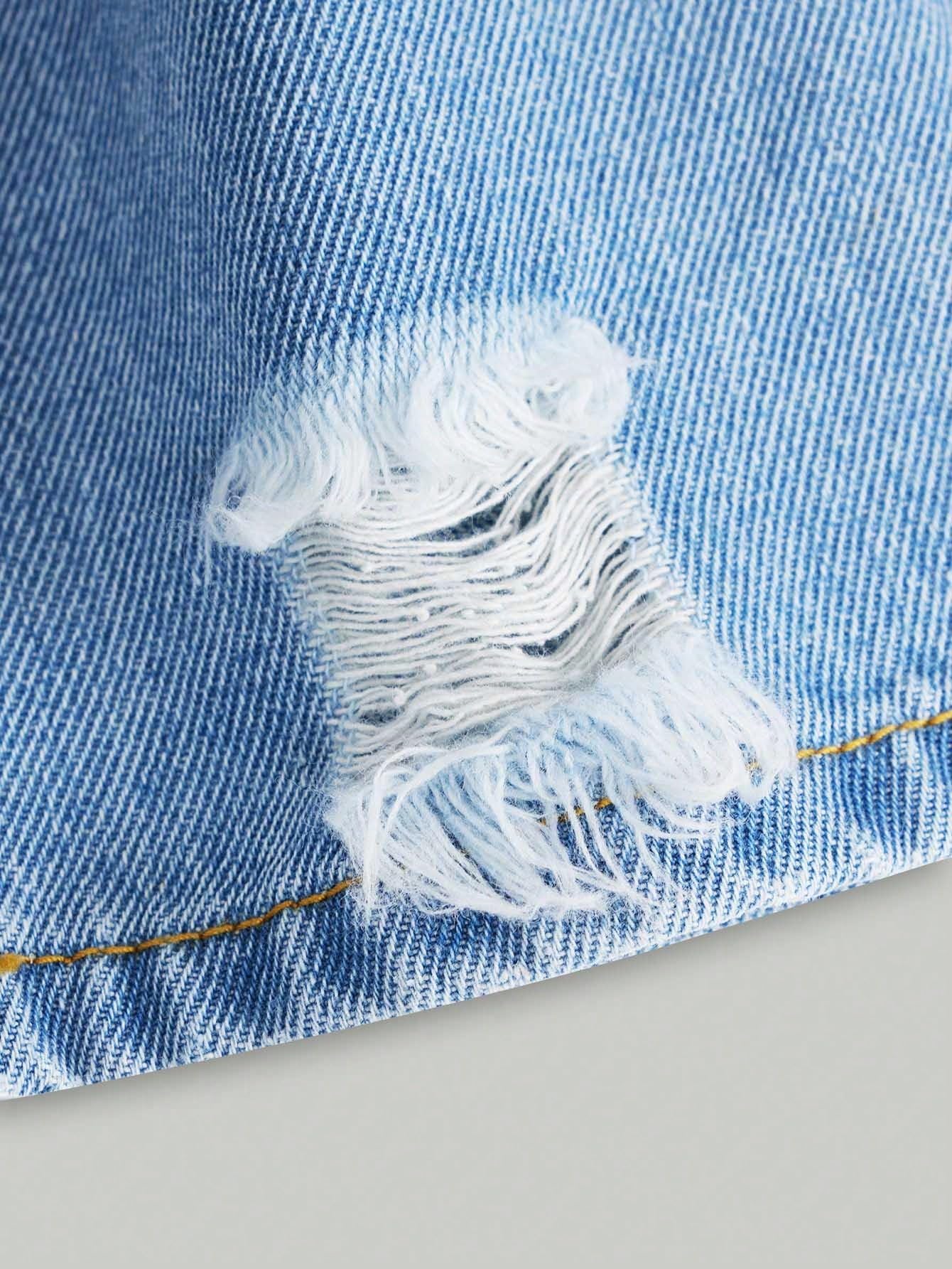 Floerns Mädchen Jeans mit elastischem Bund, gerades Bein, gerades Bein, Used-Look, Hell, blau, 9 Jahre