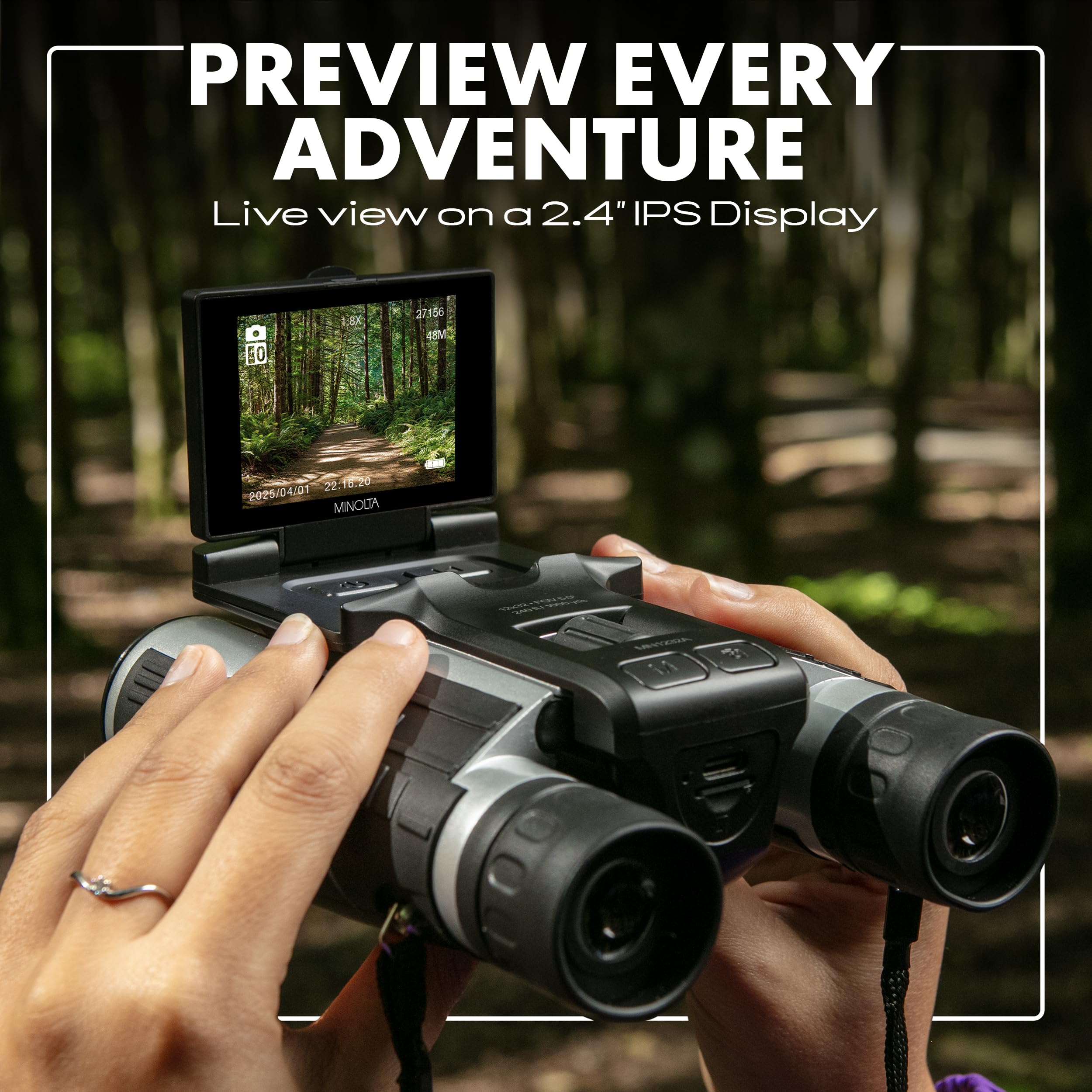 Minolta 12x32 Digital Binoculars - 4K UHD Video Camera, 48MP Photo