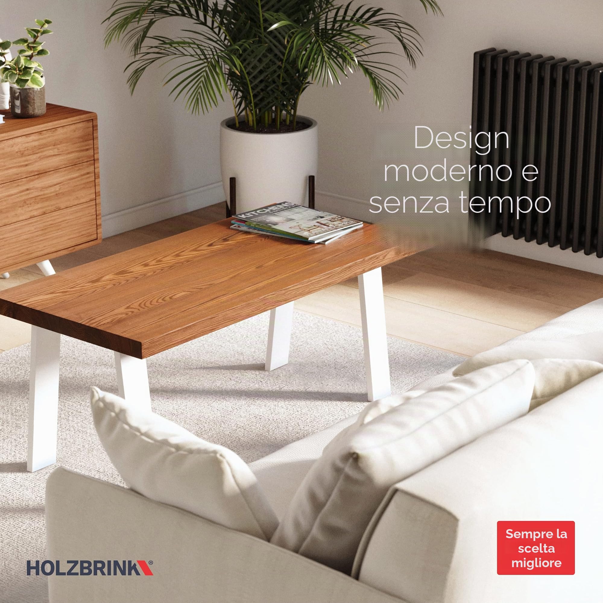 HOLZBRINK Gamba per tavolo in metallo bianca 60/80x72cm in forma aperta HLT-22 | Gamba per scrivania, tavolo da pranzo | Gambe scrivania, tavolino (1 pz.)