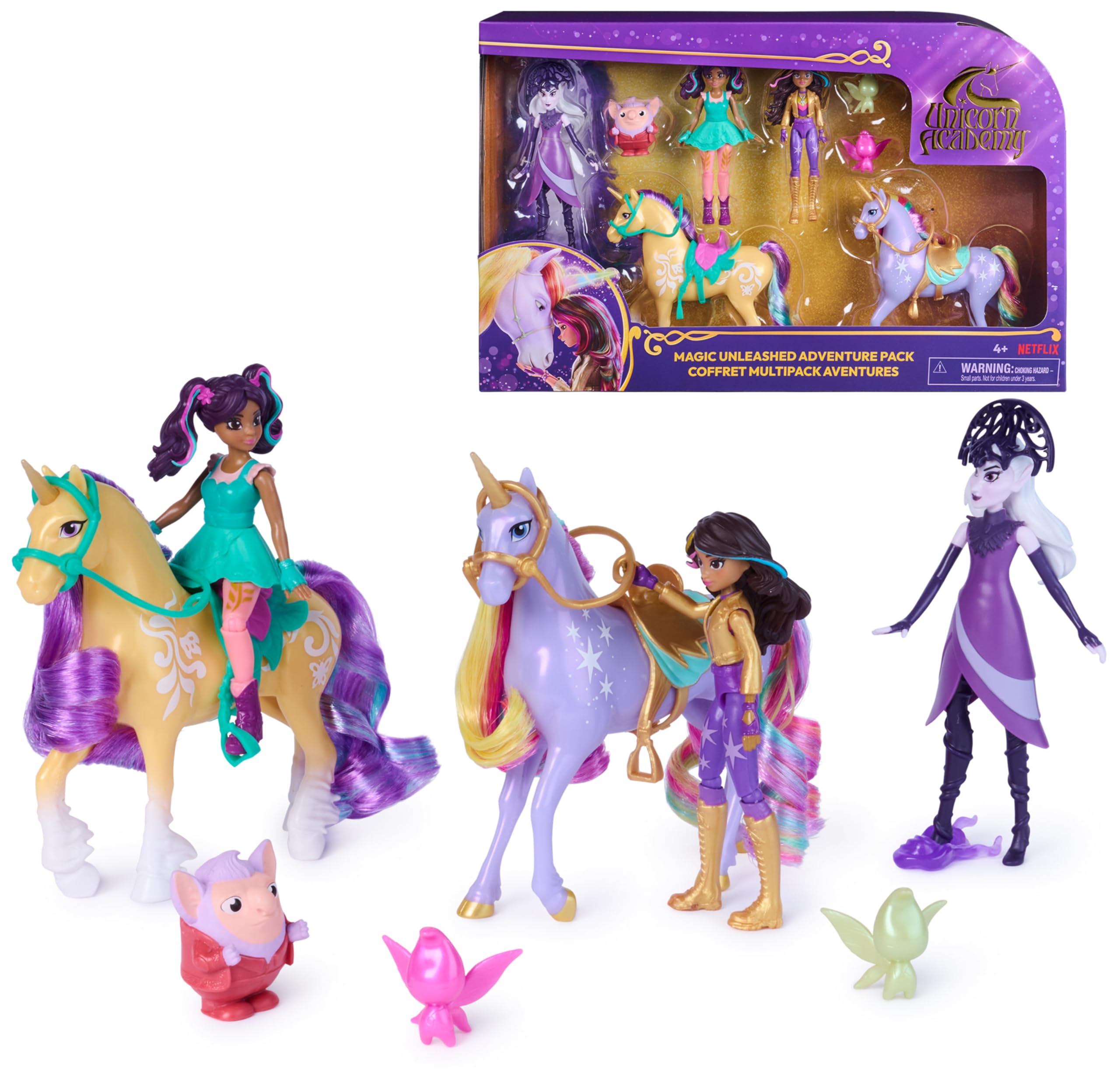 Unicorn Academy, Pacchetto Avventura Libera la magia con Sophia, AVA, Ravenzella, Wildstar, Leaf e Molto Altro Ancora, Bambole e Giocattoli Unicorno per Bambine dai 4 Anni in su