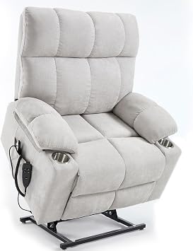 Oversized Power Lift Recliner Chair with Massage & Lumbar Heat, White