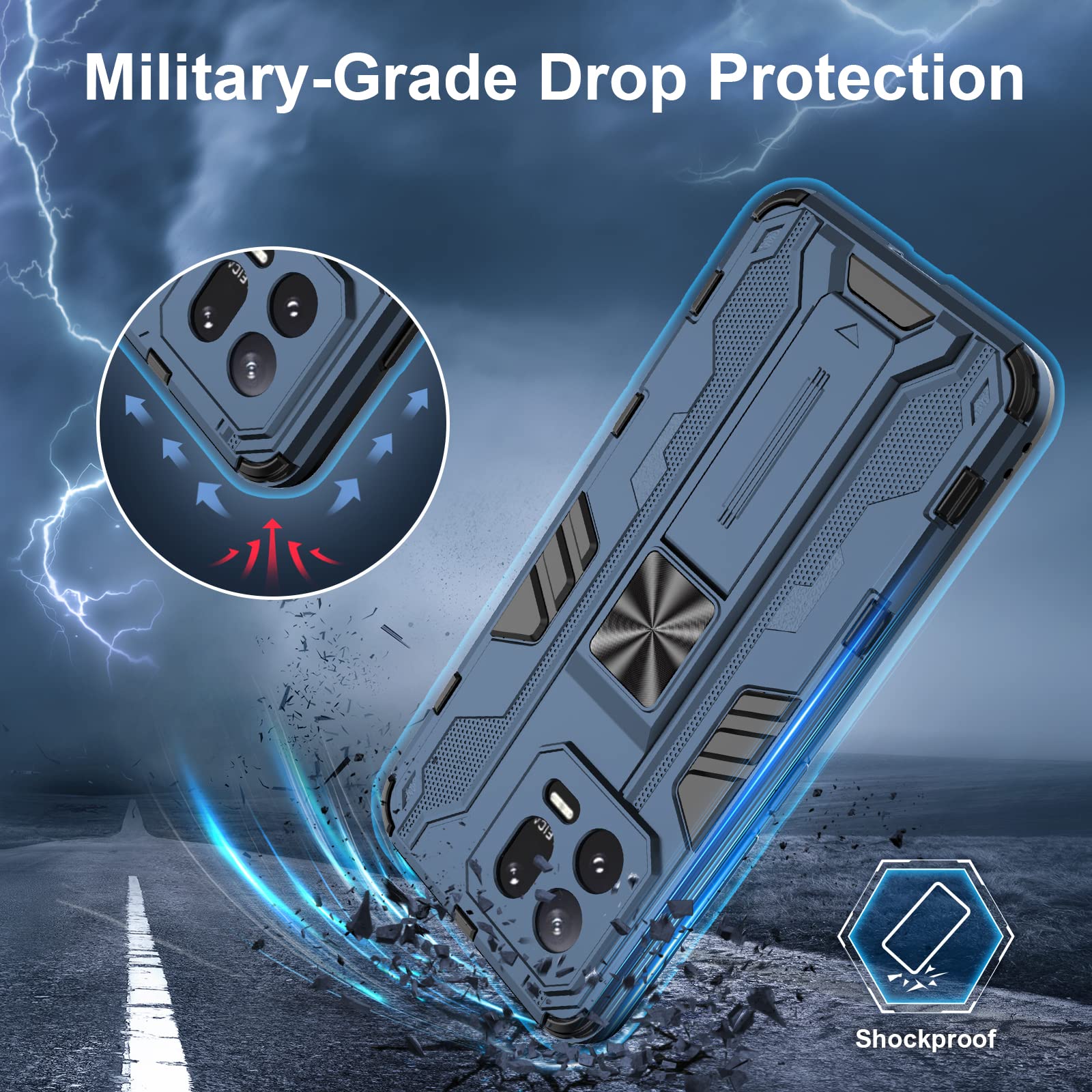 Funda para Xiaomi Redmi Note 15 Pro 5G, Carcasa Antigolpes con Soporte anular metálico, Case Protectora de Grado Militar, Azul — view 581