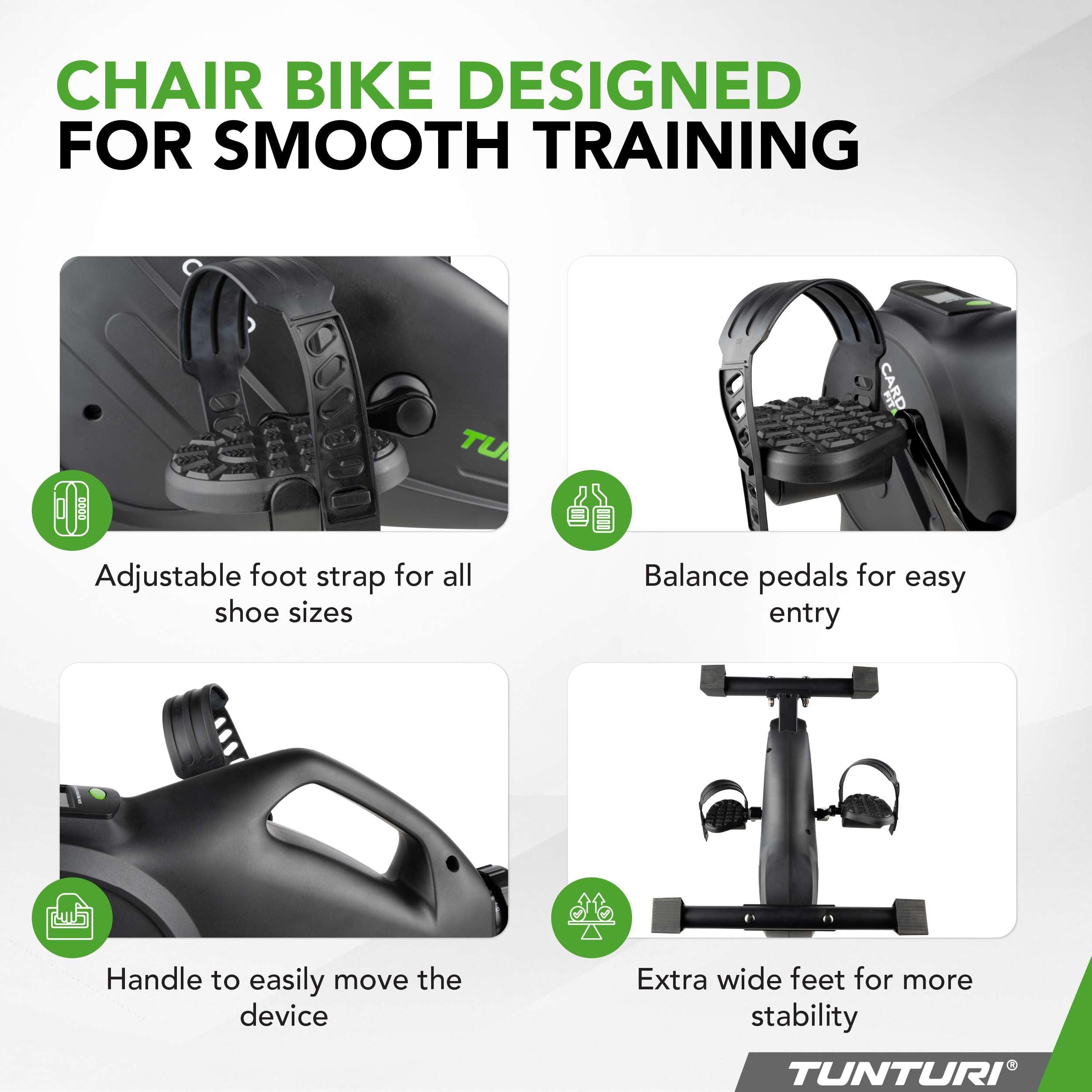 Tunturi Cardio Fit M40 Mini Bike Cyclette Cyclette - Cyclette per Anziani, Gamba per Casa, Resistenza Regolabile e Display LCD per Braccia e Gambe