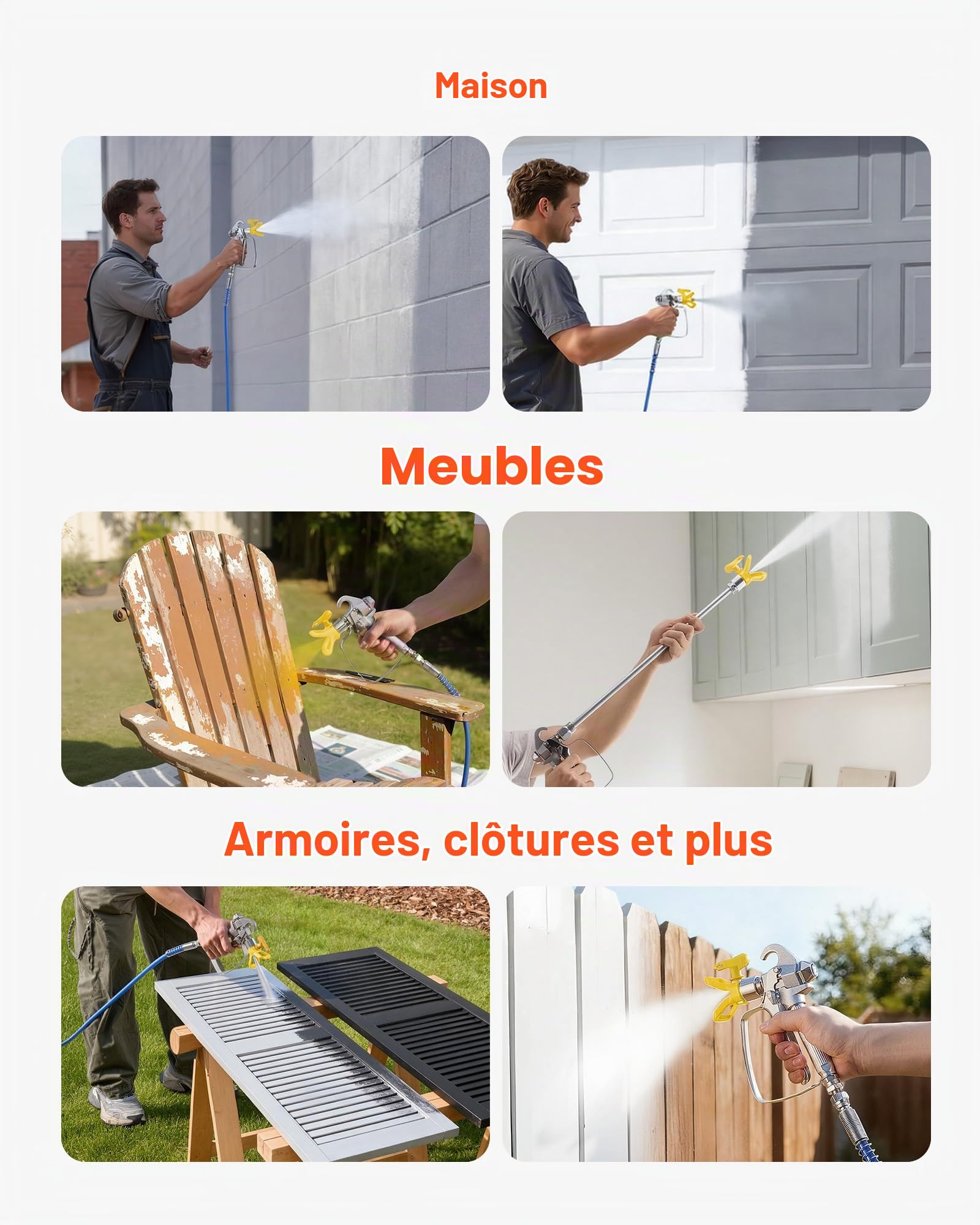 VEVOR Pulvérisateur de Peinture sans Air à Membrane, Système de Pulvérisation de Peinture Airless 1500 W, pour Décor Intérieure Extérieure, Haute Pression 19,31 MPa, avec Chariot, Rallonge et Brosse