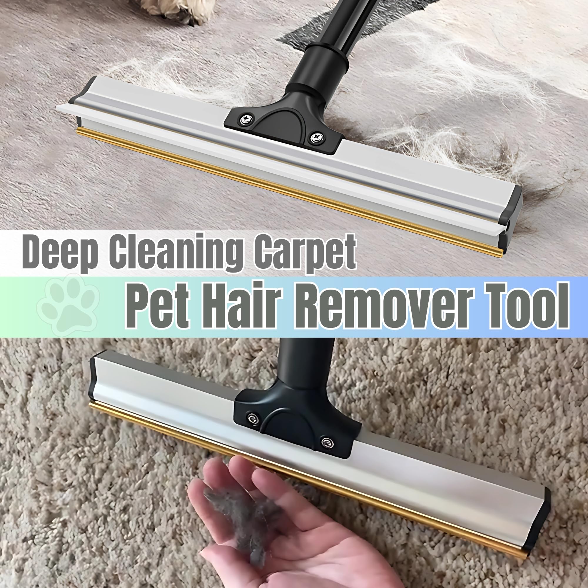 Carpet Rake for Pet Hair Removal Set, Pet Hair Remover Broom, Carpet Hair Removal Tool for Pet Hair on Matted Carpets, and Rugs, Effective Cat Dog Hair Broom Remover Brush for Rug Deep Cleaning