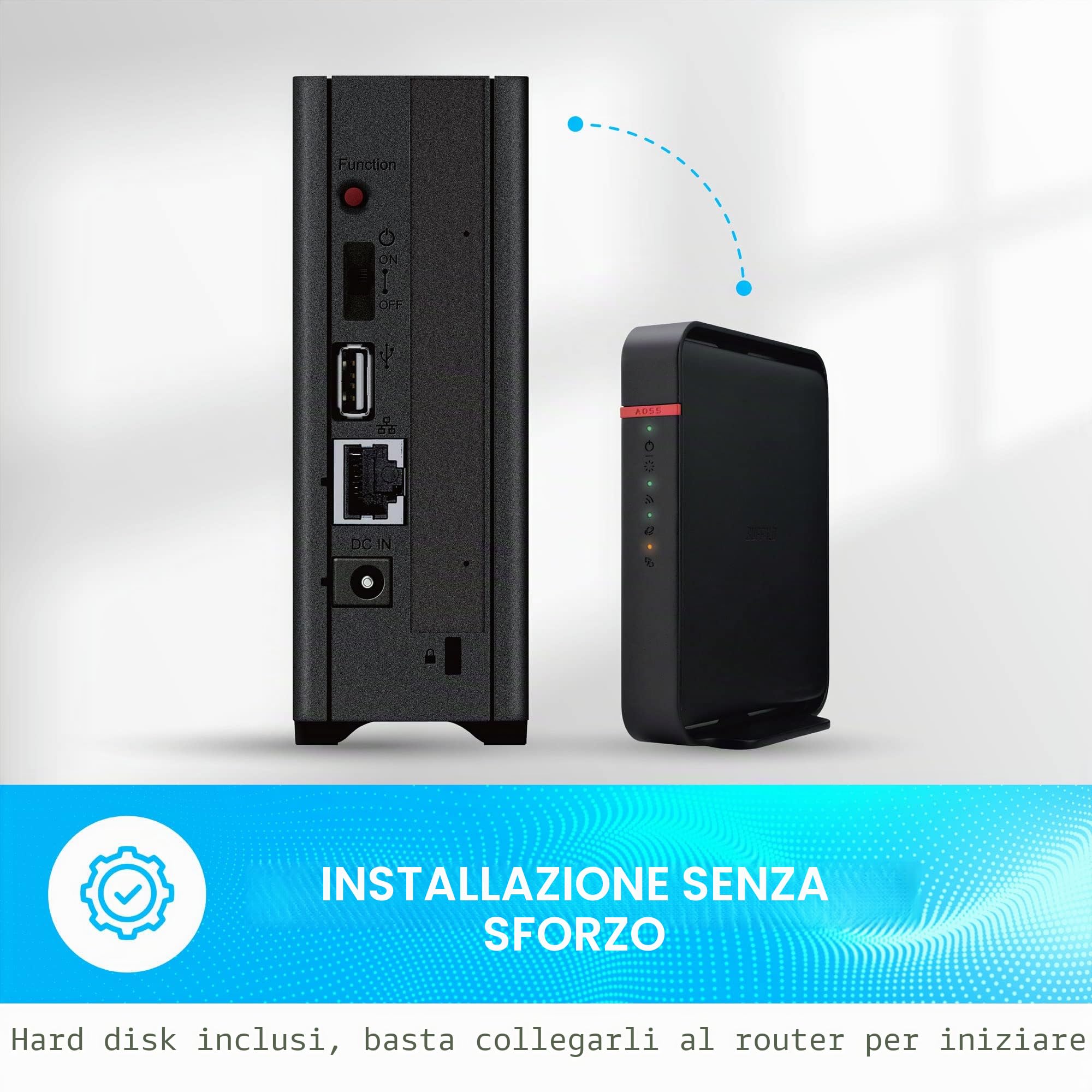 BUFFALO LinkStation 210 6TB 1-Bay NAS Network Attached Storage con HDD Hard Disk Incluso NAS Storage che funziona come Cloud domestico o dispositivo di archiviazione di rete per la casa