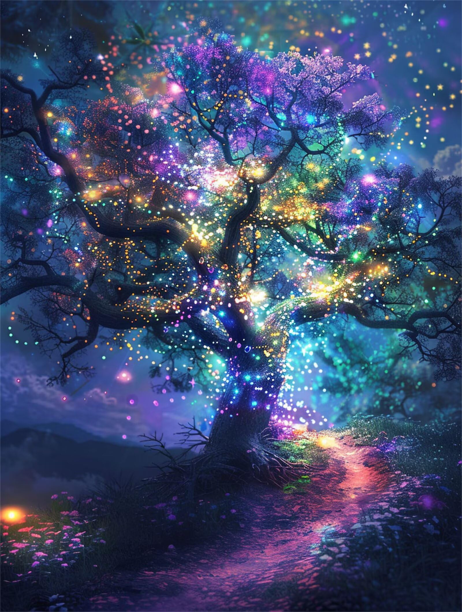 Dipingere con i Numeri Adulti Colore, Albero Dipingere con i Numeri Bambini DIY Kit, Set Premium con Pennelli, Decorazione Casa & Creativo Regalo di Compleanno, Attività di Tempo libero 70x95cm z-32