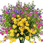 12 Bundles Outdoor Artificial Fake Flowers UV Resistant No Fade Boxwood Faux Plastic Shrubs Plants for Garden Patio Porch Window Box Home Wedding Farmhouse Hanging Décor