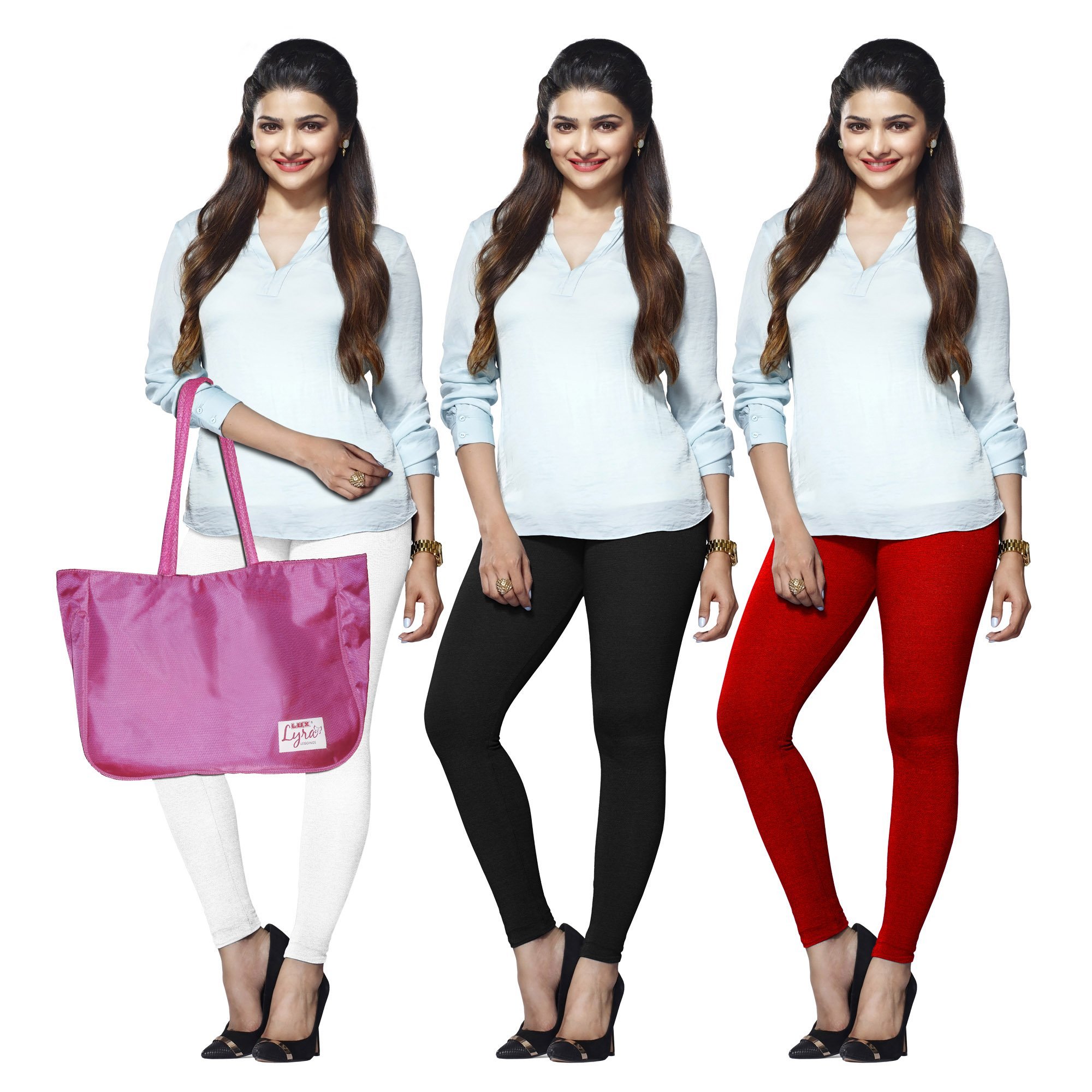 Lyra Women Solid Premium Cotton Ankle Length Leggings | Mid-Waist | Fashionwear Multicolour