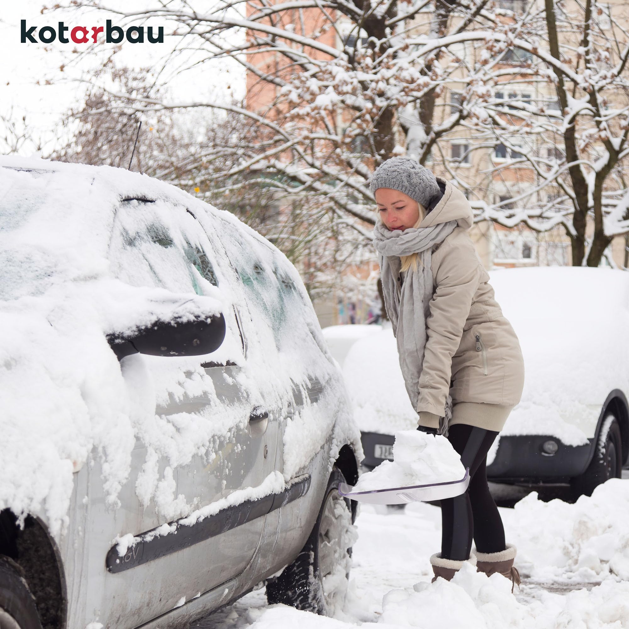 KOTARBAU® Pala da neve per auto, in alluminio, 27,5 – 41,5 cm, telescopica per valanga, piccola pala pieghevole in plastica e policarbonato