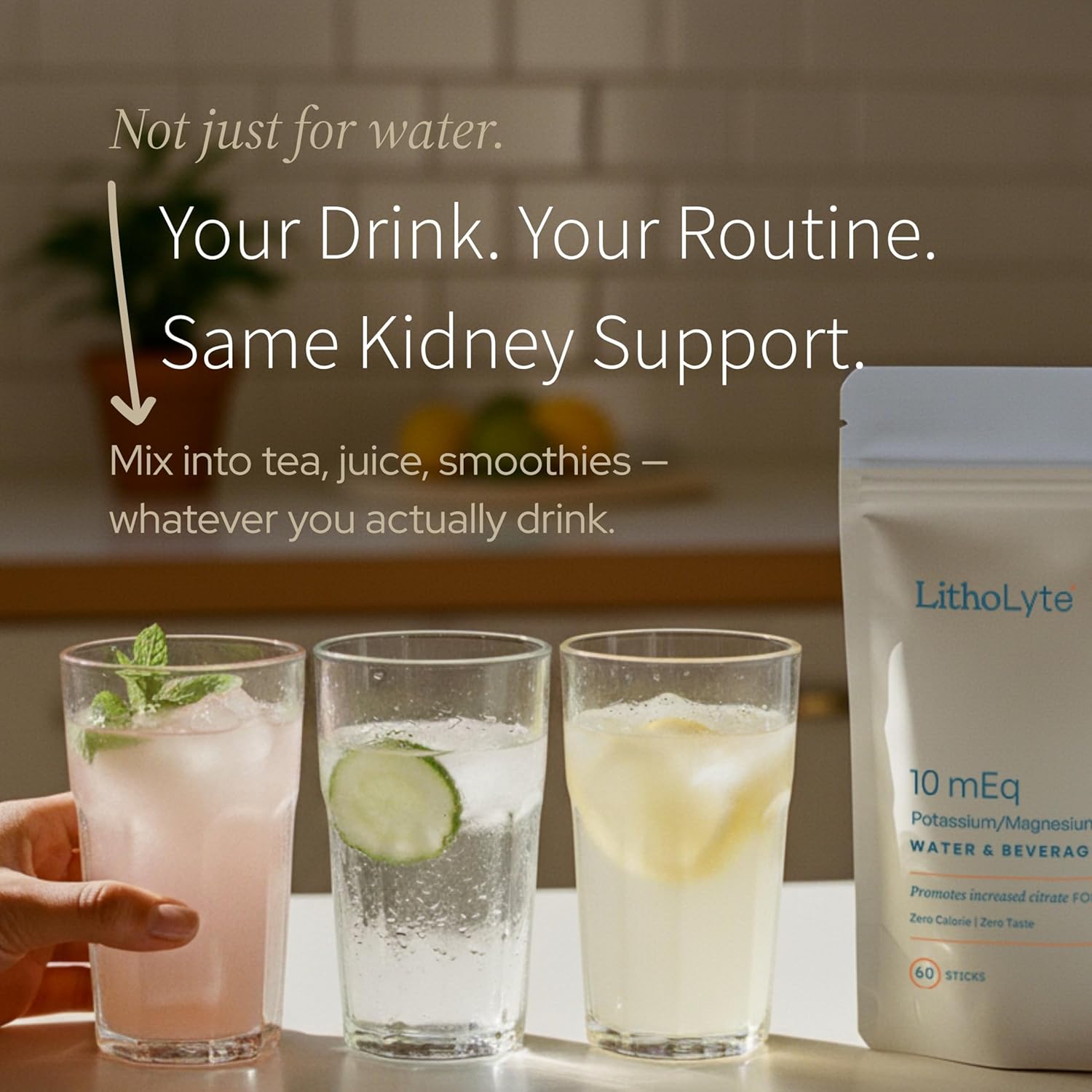 10mEq | Water & Beverage Enhancer for Kidney Health | Citrate & Electrolytes for Kidney Protection | Science-Based Support Beyond Cleanse, Detox, or Stone Dissolver Supplements | 120 Sticks - Image 5