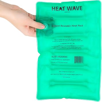 HEAT WAVE Green Instant Reusable Heat Pack Medical Grade, Large 8" x12 - Made in USA