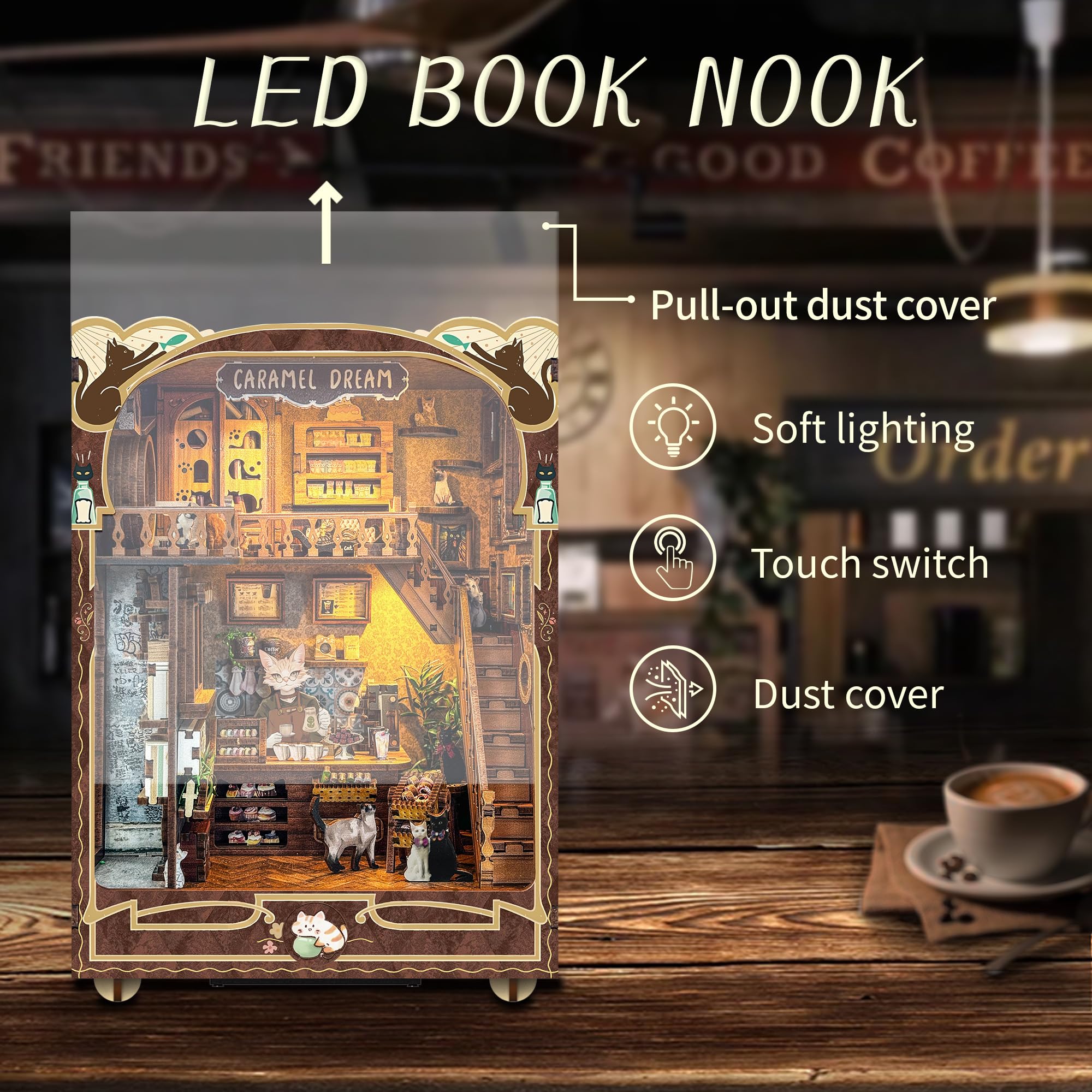 Kit Book Nook DIY per Adulti: LUMYCE Casa in Miniatura con Luci LED da Montare, Modellismo 3D Creativo per Decorare Librerie - Regalo Originale per Appassionati di Fai da Te