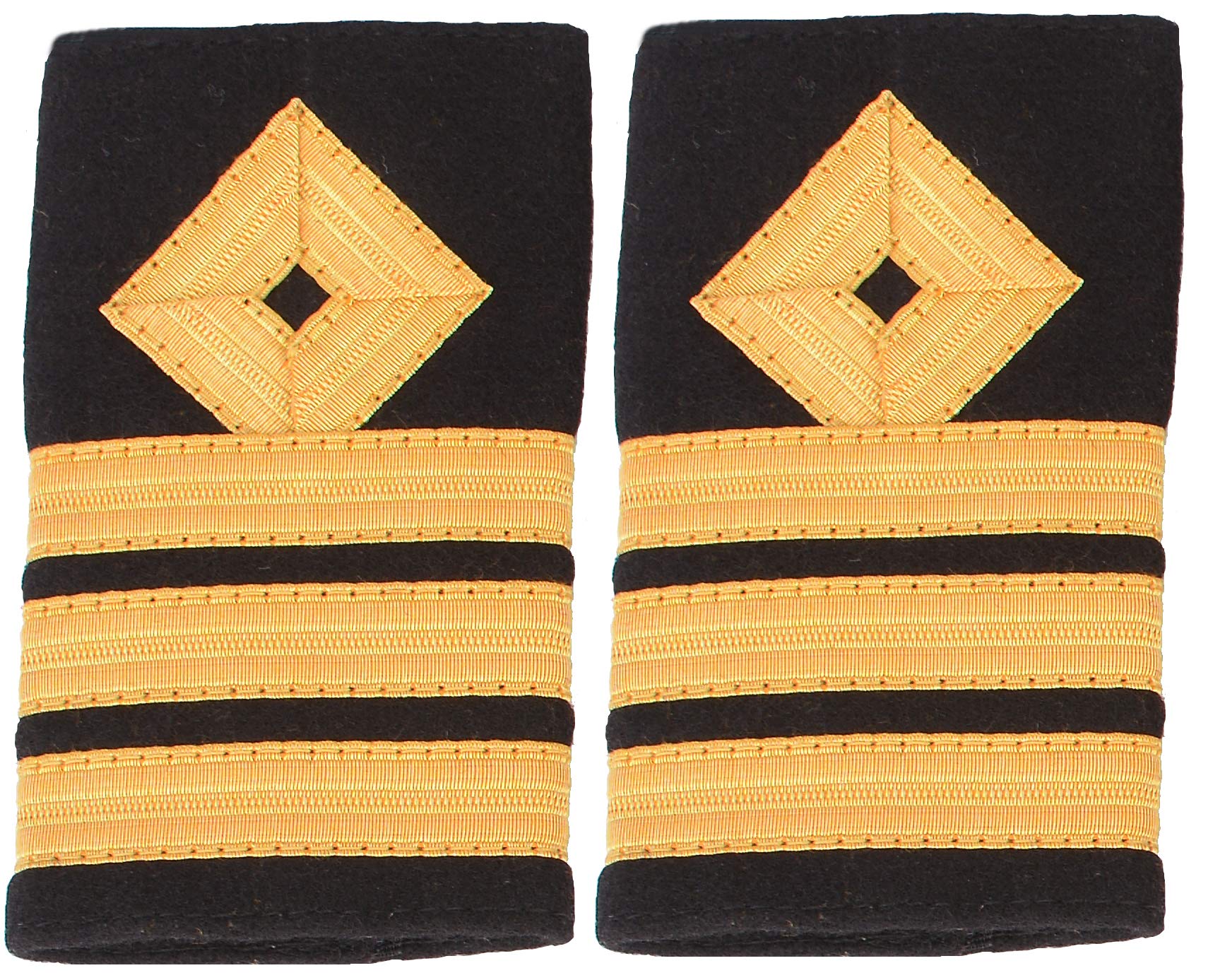Handembroideryuk Black, Gold Merchant Navy Chief Mate Crest Badge | Gold Embroidered Shoulder Epaulettes For Uniform Embroidery | Military Insignia Rank Slide Epaulet Pair