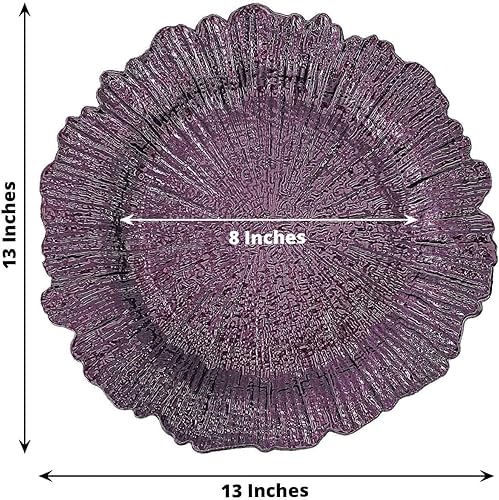 Miniatura 3 de Efavormart - Paquete de 6 platos de carga redondos de plástico morado de 13 pulgadas, con borde con volantes, para bodas, eventos