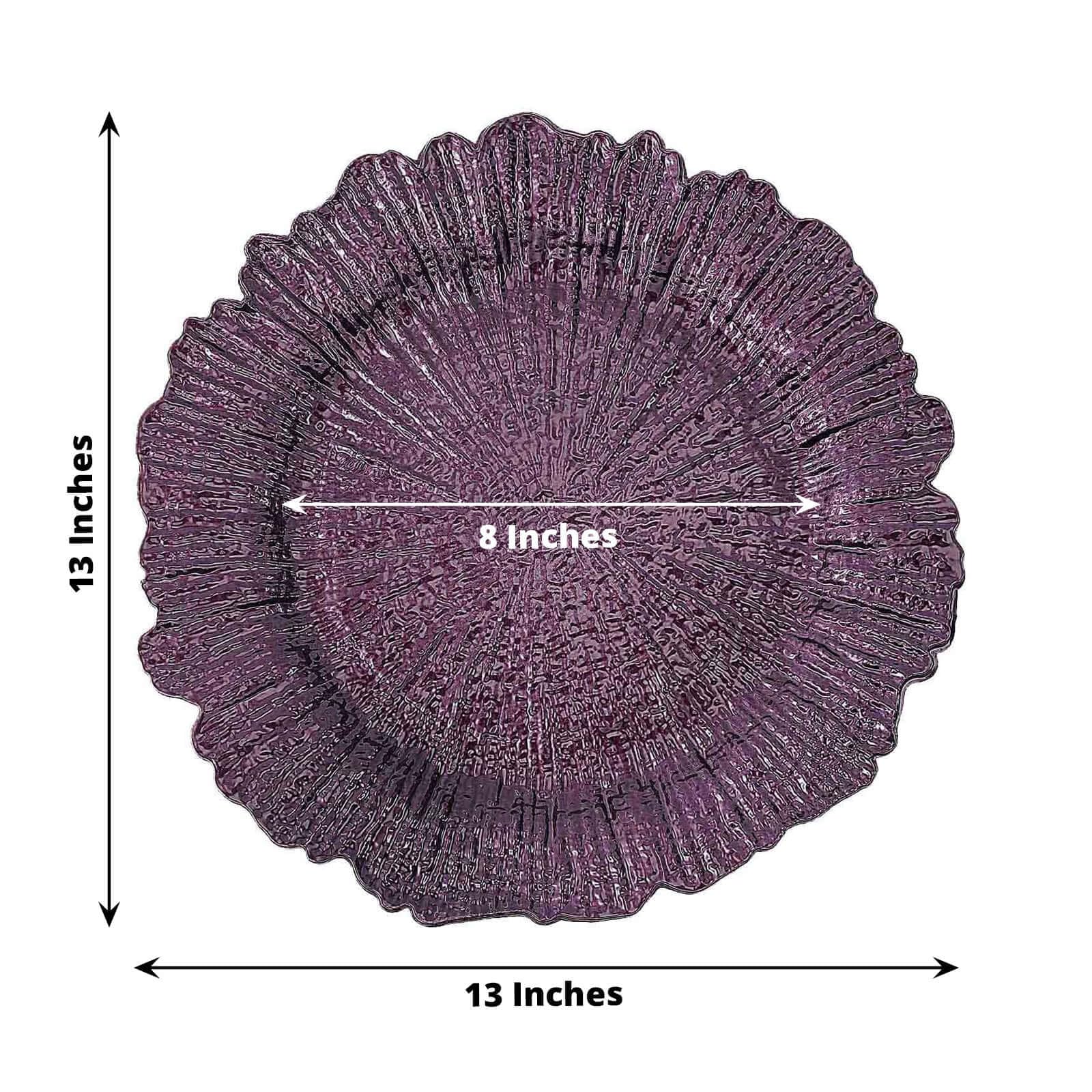 Efavormart 6-Pack 13" Round Acrylic Reef Charger Plates - Ruffled Rim Dinner Plate Liners (Purple) - View #11