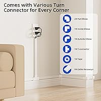 Vista 3 de Delamu Cord Hider Cover, 142in TV Cable Concealer Kit for Wall Mounted TV with Management 2-3 Wires, Paintable Cable Cover for Floor, Easy Install