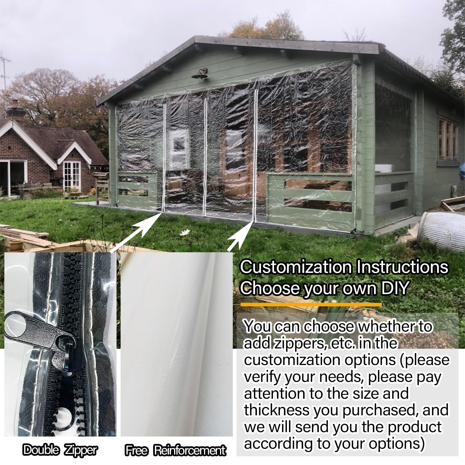 Ezcasch Transparente Plane 2.5x3m - 420g/m² PVC Mit Ösen, Wasserdicht Für Outdoor