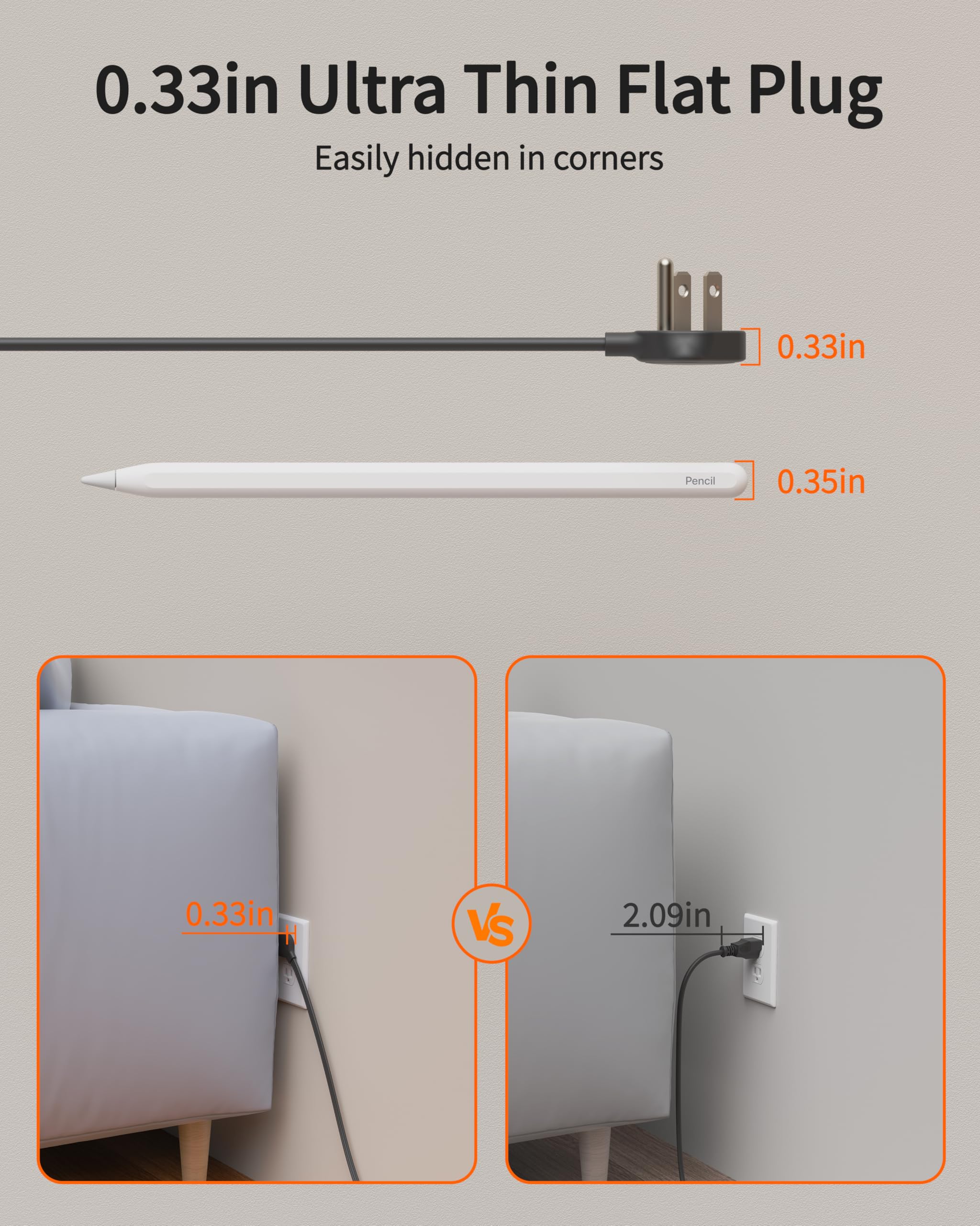 DEPOW - Stromleiste mit 6 AC Steckdosen und 4 USB-A Ports, 45° abgewinkelte Steckdose Ladestation mit Netzschalter, 3 Fuß Verlängerungskabel für Kreuzfahrten, Schlafzimmer,