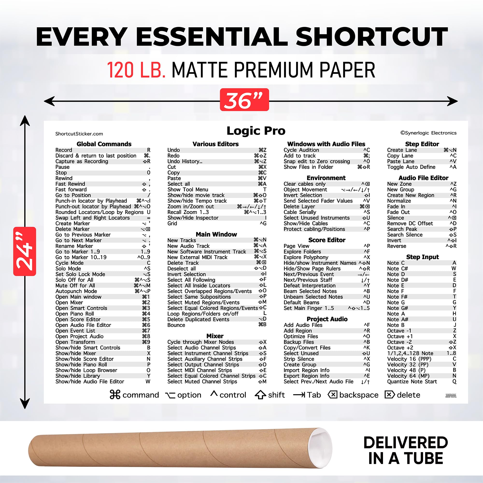 Snapklik.com : Synerlogic Logic Pro Keyboard Shortcut Reference Guide ...