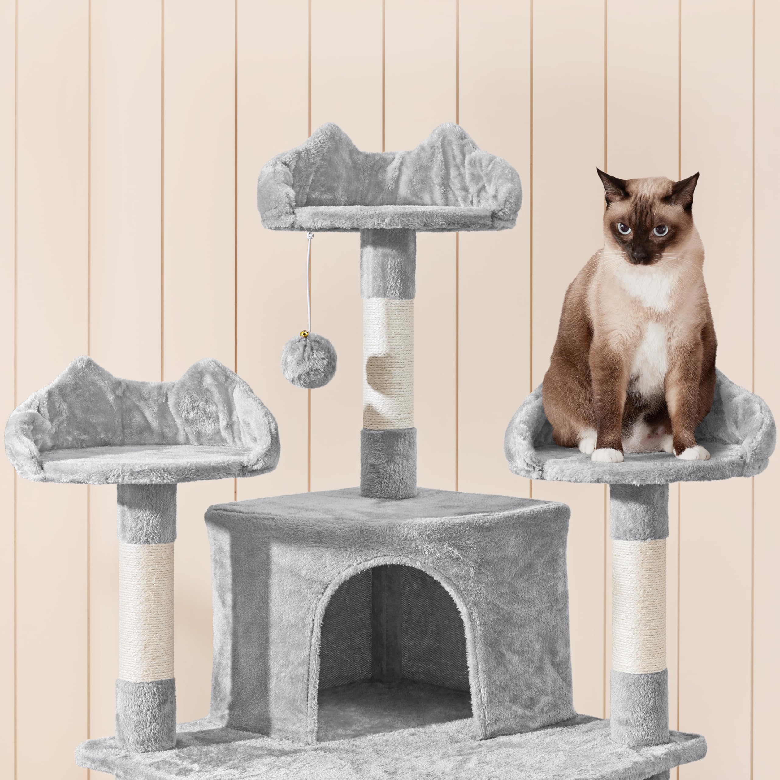 Yaheetech XXL Cat Scratching Post, 194 cm, Cat Tree, Climbing Tree, Stable with Plush Sisal Rope, Cat Scratching Post, Ceiling High, Dark Grey