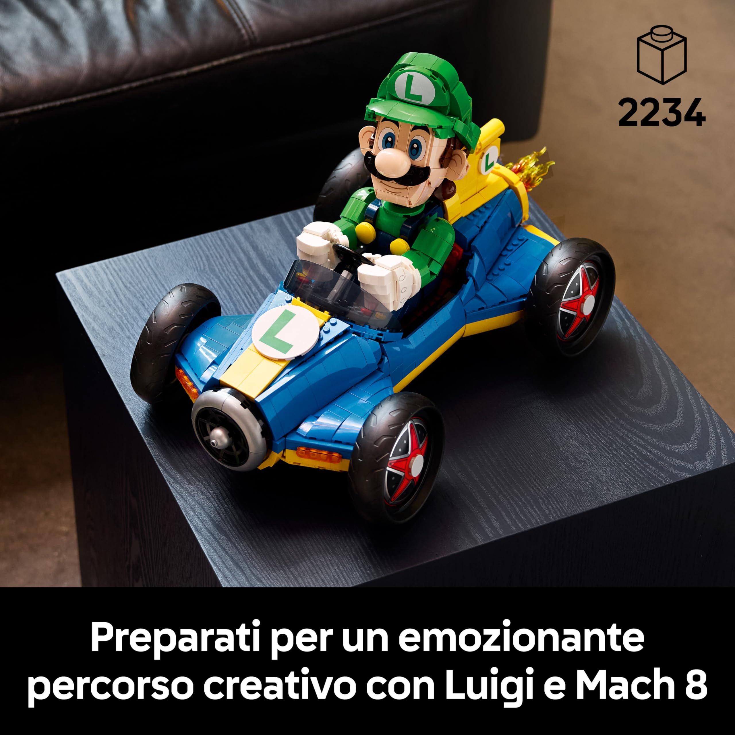 LEGO Mario Kart: Luigi e Mach 8 - Kit per Adulti con Personaggio Nintendo e Modello di Auto - Gadget da Collezione per Gamer - Idea Regalo per i Fan dei Videogiochi - 72050