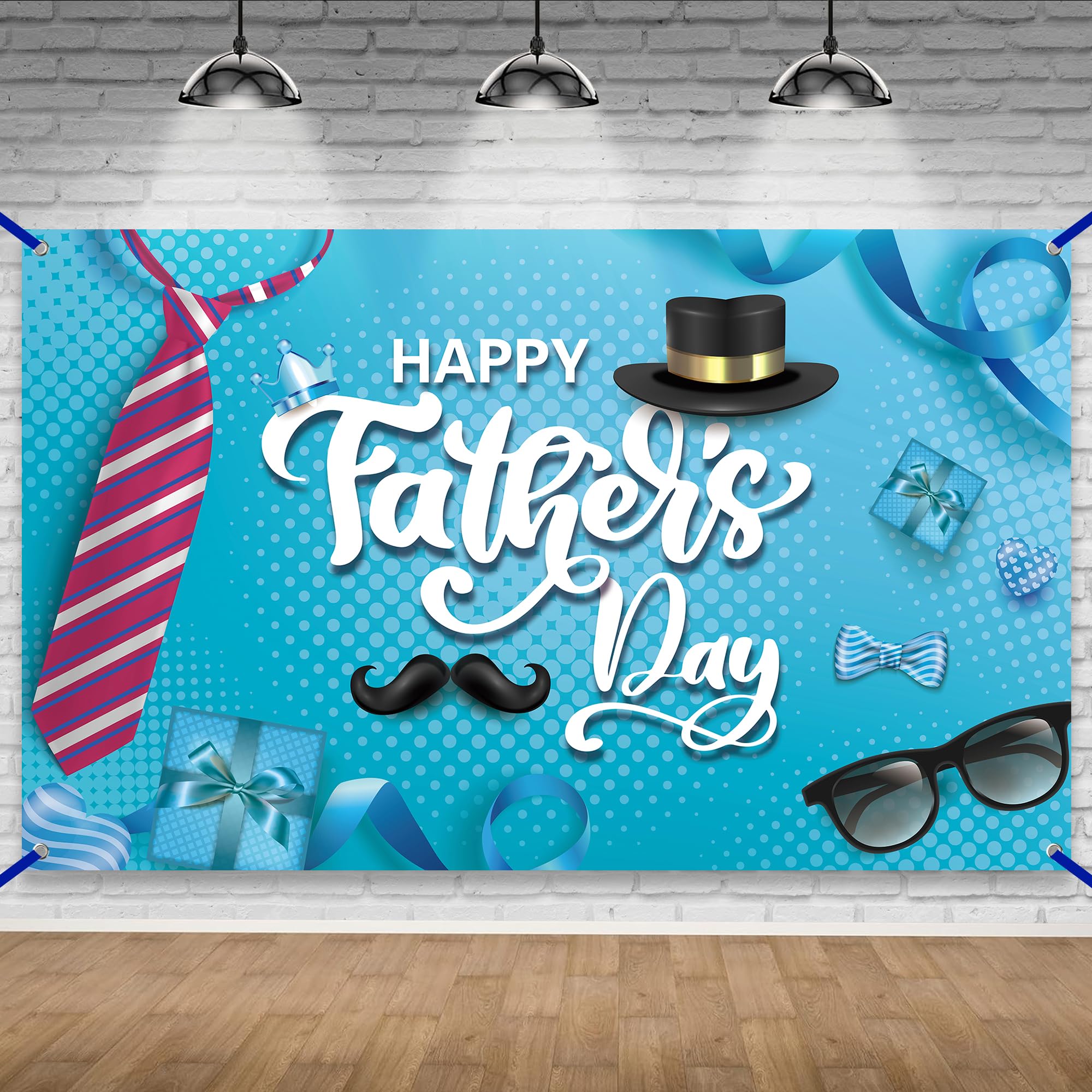 KatchOn, Blue Happy Fathers Day Banner - XtraLarge, 72x44 Inch | Happy Fathers Day Decorations for Party | Happy Fathers Day Backdrop for Photography, Father's Day Decorations, Happy Fathers Day Sign