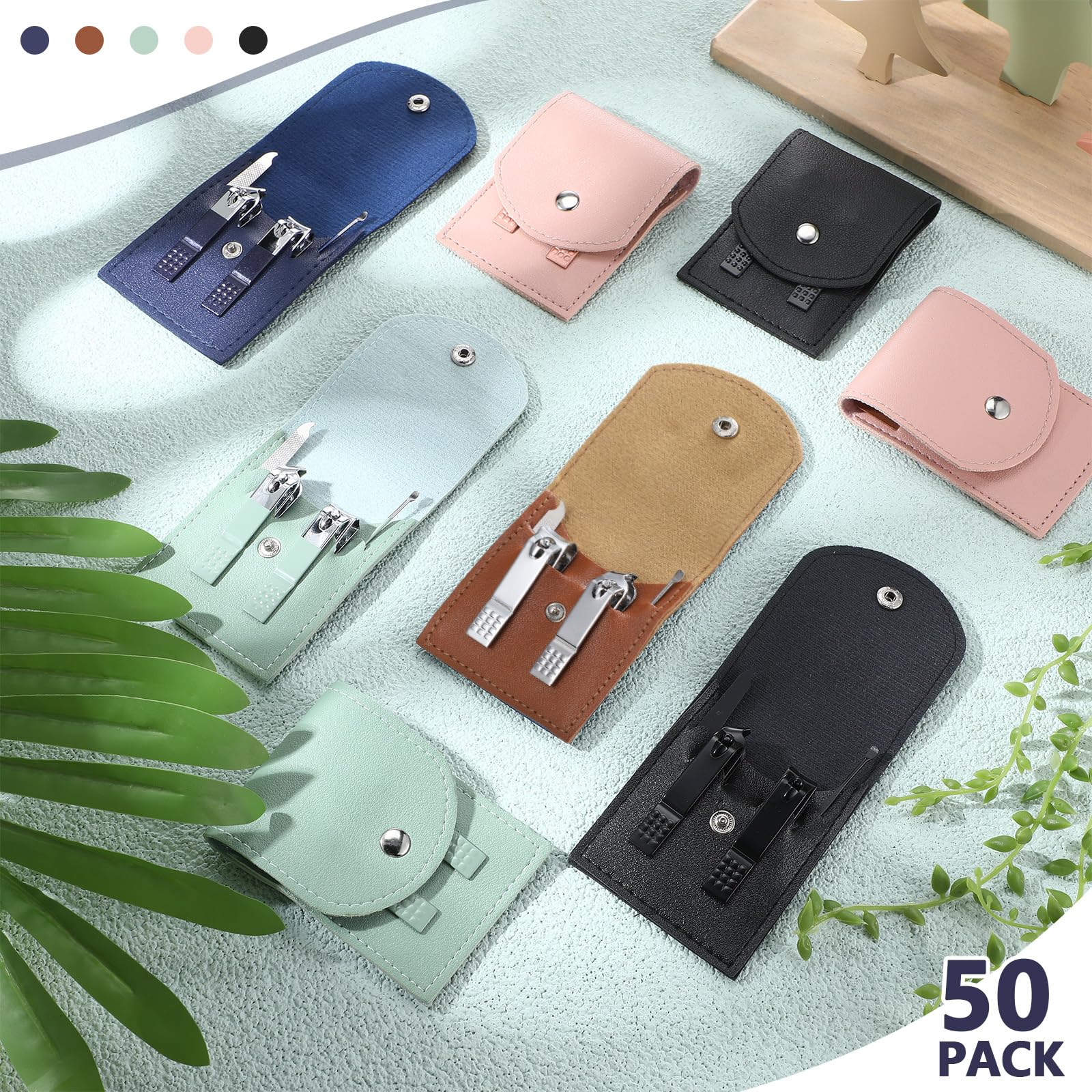 Geosar Juego de 50 piezas de manicura de viaje, cortaúñas, pedicura, herramientas profesionales para el cuidado de las uñas, de acero inoxidable, con estuche de viaje portátil, regalos para la familia