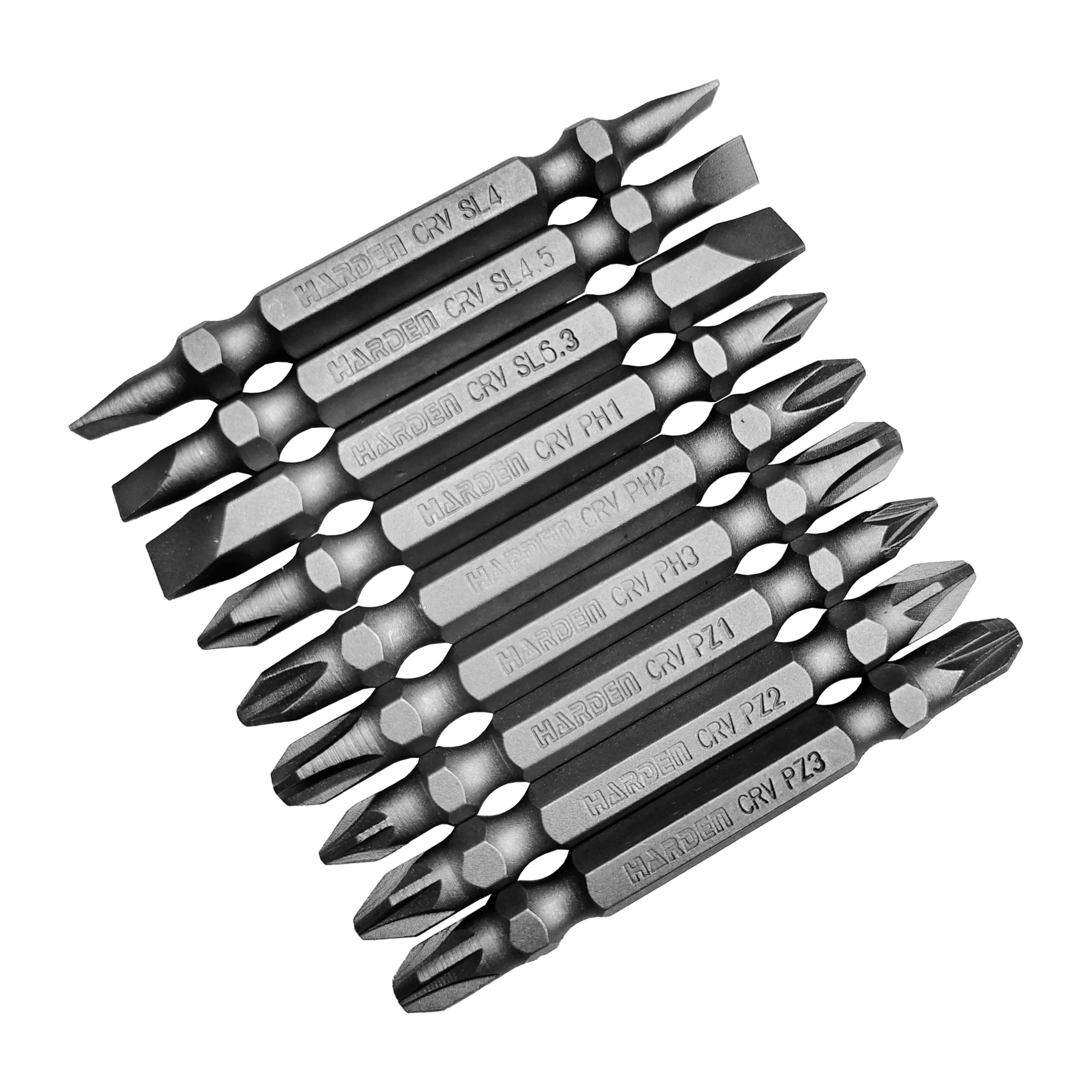 Harden 9-Piece Magnetic Screwdriver Bit Set – Double-Sided Slotted, Phillips & Pozi Tips | CR-V Steel, 65mm Length | Professional Drill Bit Kit – 550601-picture-28