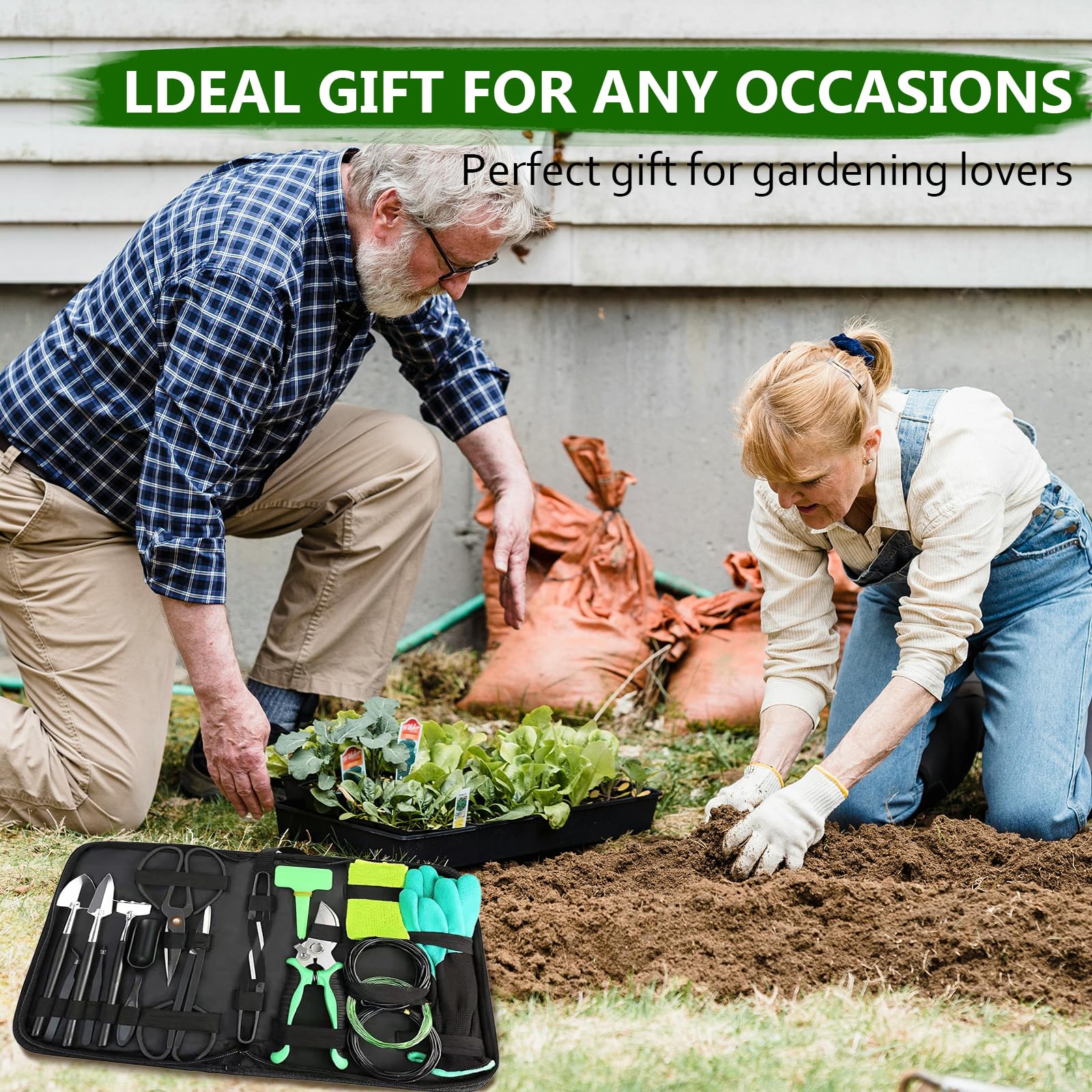 Kit de Herramientas para bonsái de 24 Piezas: Juego Completo de Acero poda, injerto y Cuidado. Ideal para Regalar y para Uso Personal en jardinería (Incluye Estuche)
