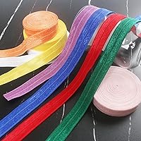 Vista 4 de Cinta decorativa plegable para niñas, cintas elásticas para manualidades, 60 yardas, color sólido, plegable, brillante