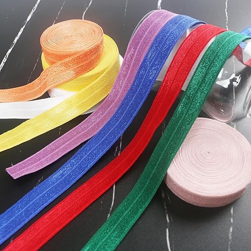 Miniatura 4 de Cinta decorativa plegable para niñas, cintas elásticas para manualidades, 60 yardas, color sólido, plegable, brillante