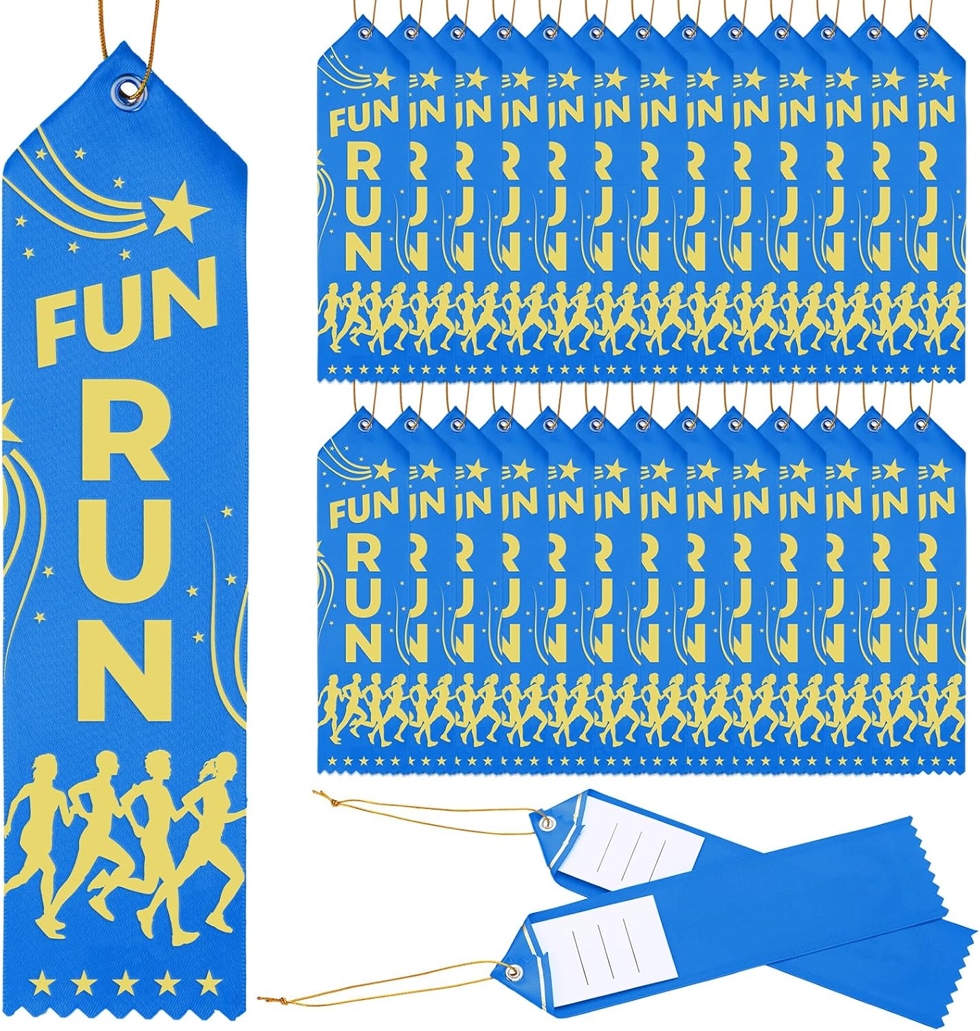 Tingjoo 50 Pcs Fun Run Award Ribbon 8" x 2" Prizes Ribbons Bulk with Card and String Prize Gift for School Competitions Sports Tournaments Competitions Classroom Study Supplies