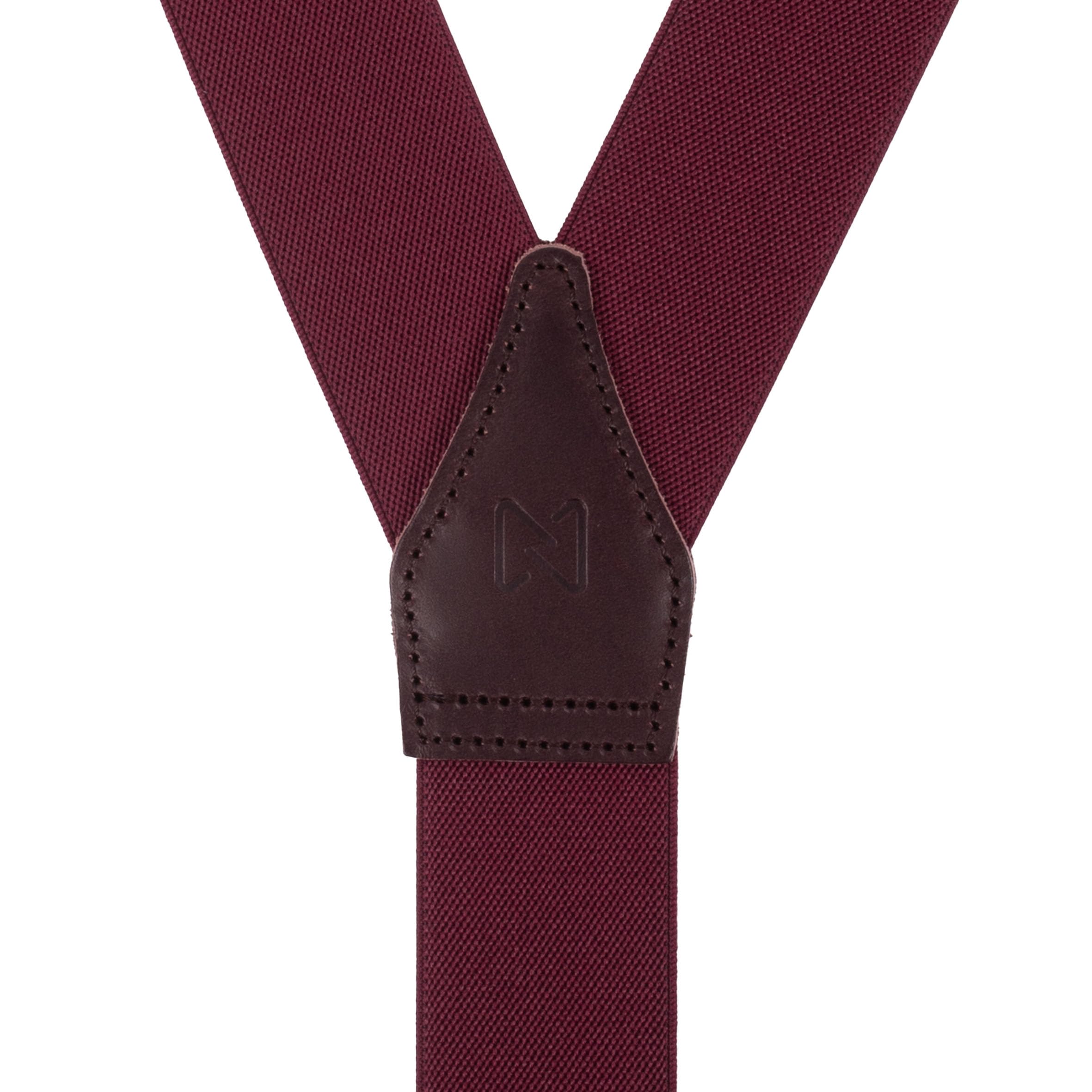 Bretelles larges bordeaux cuir chocolat - Made in Belgium