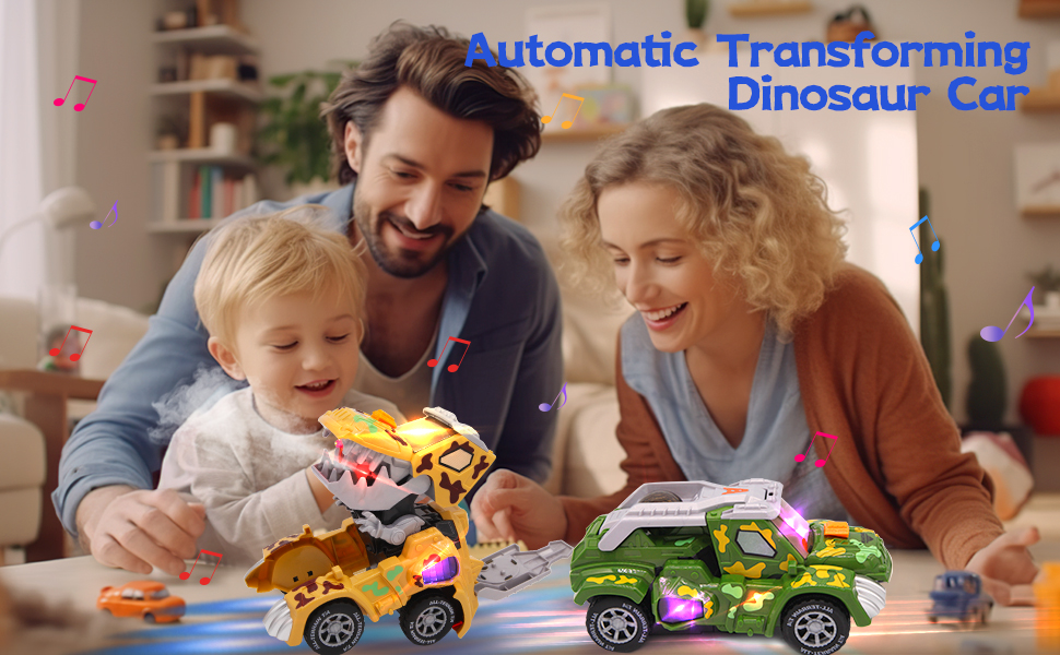 Amazon.co.jp: KJIXYUNG 変形恐竜の車 車 おもちゃ スプレー恐竜変身車