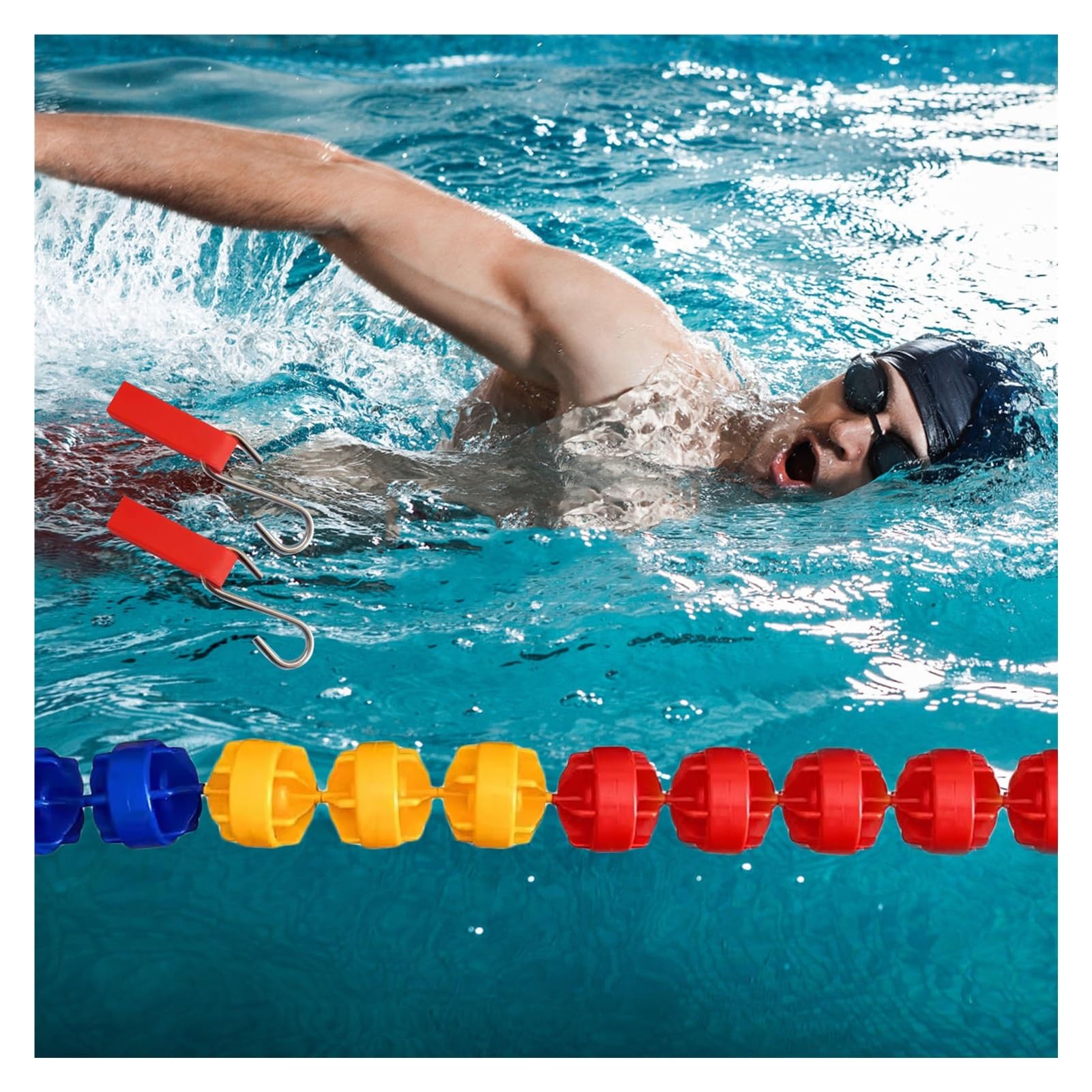 YXXSDP Pool Rope Floats for Divide Pool, Swimming Pool Float Line Divider Rope Kits with Hexagonal Shape Floating Balls, for Inground Pools School Contest (Size : 6m (19.7ft))