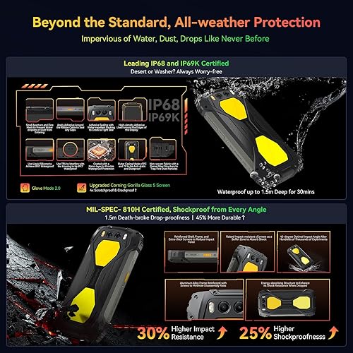 Miniatura 5 de Blackview BV7300 Teléfono resistente, 15000mAh45W, luz de campamento dual de 800LM, cámara de visión nocturna, 18GB+256GB2TB Smartphone resistente