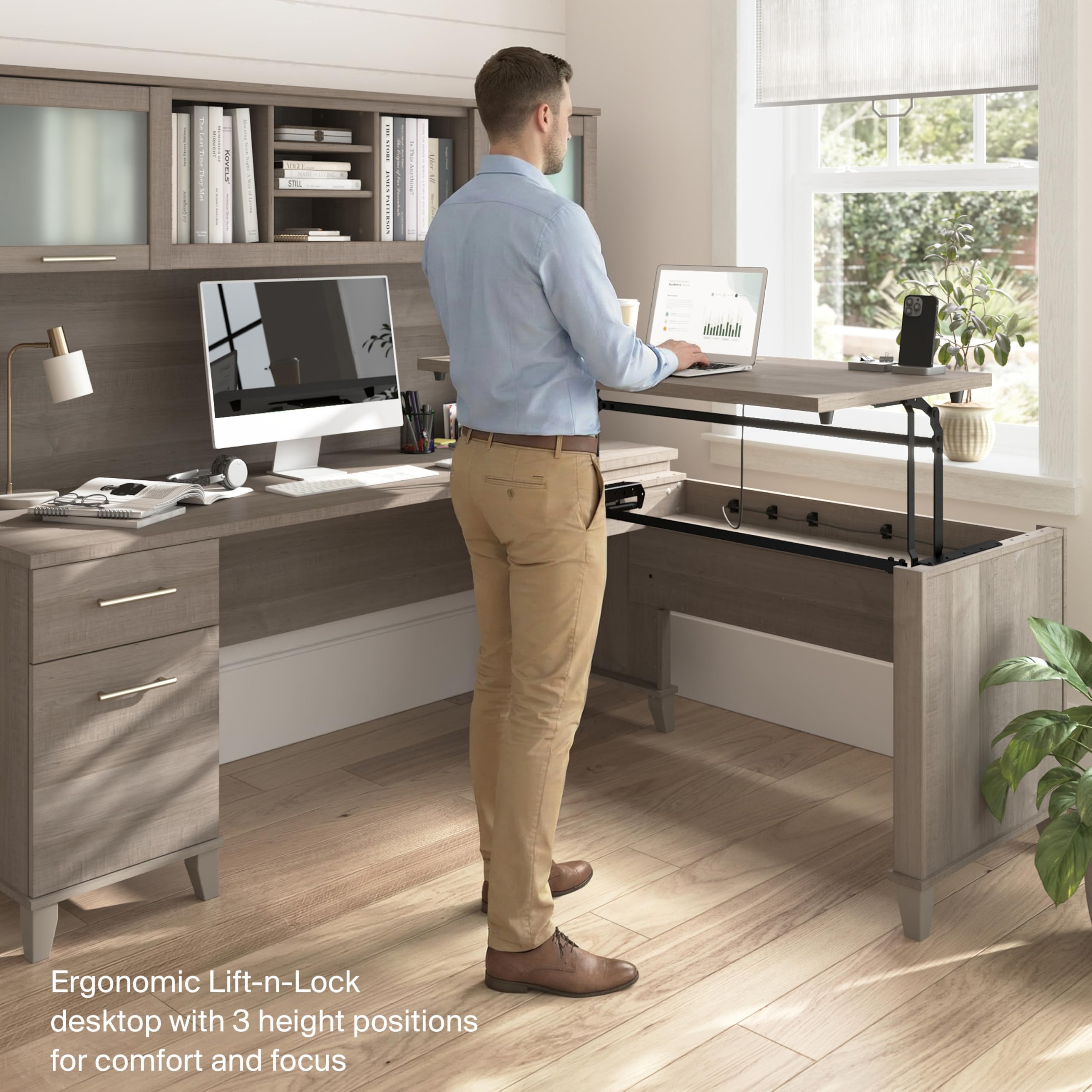 Amazon.com: Bush Home 72-Inch L-Shaped Sit to Stand Desk with