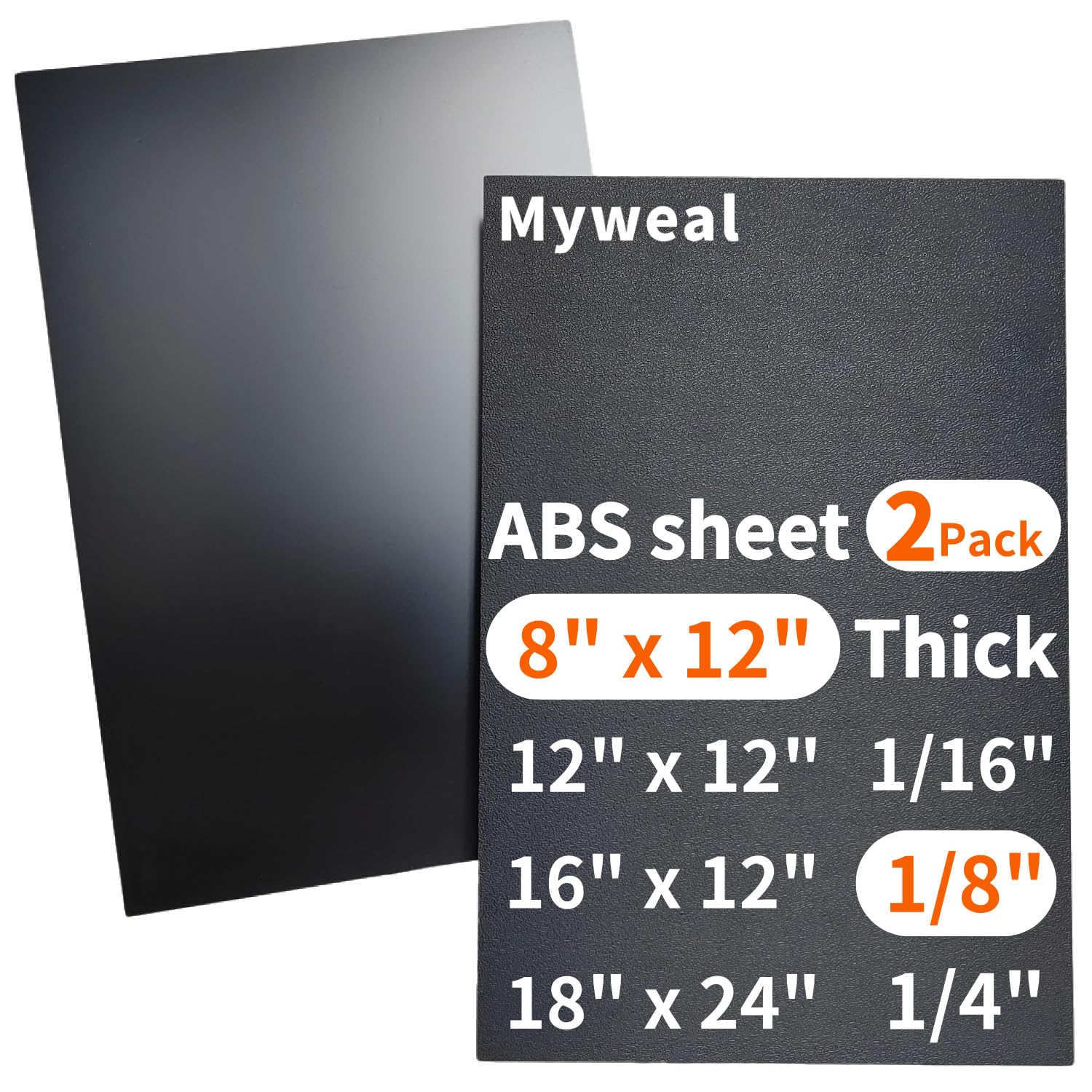 Black ABS Plastic Sheet - 8" x 12" -16